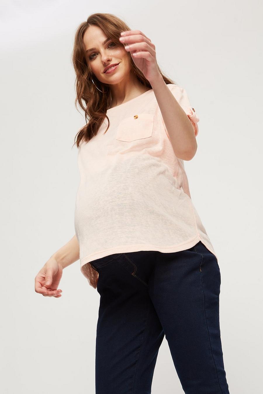 Maternity Blush Button Detail T-shirt