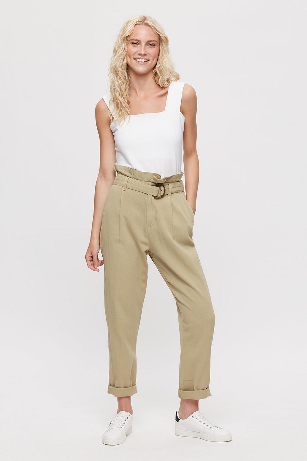 165 Stone Casual Paper Bag Trouser image number 1