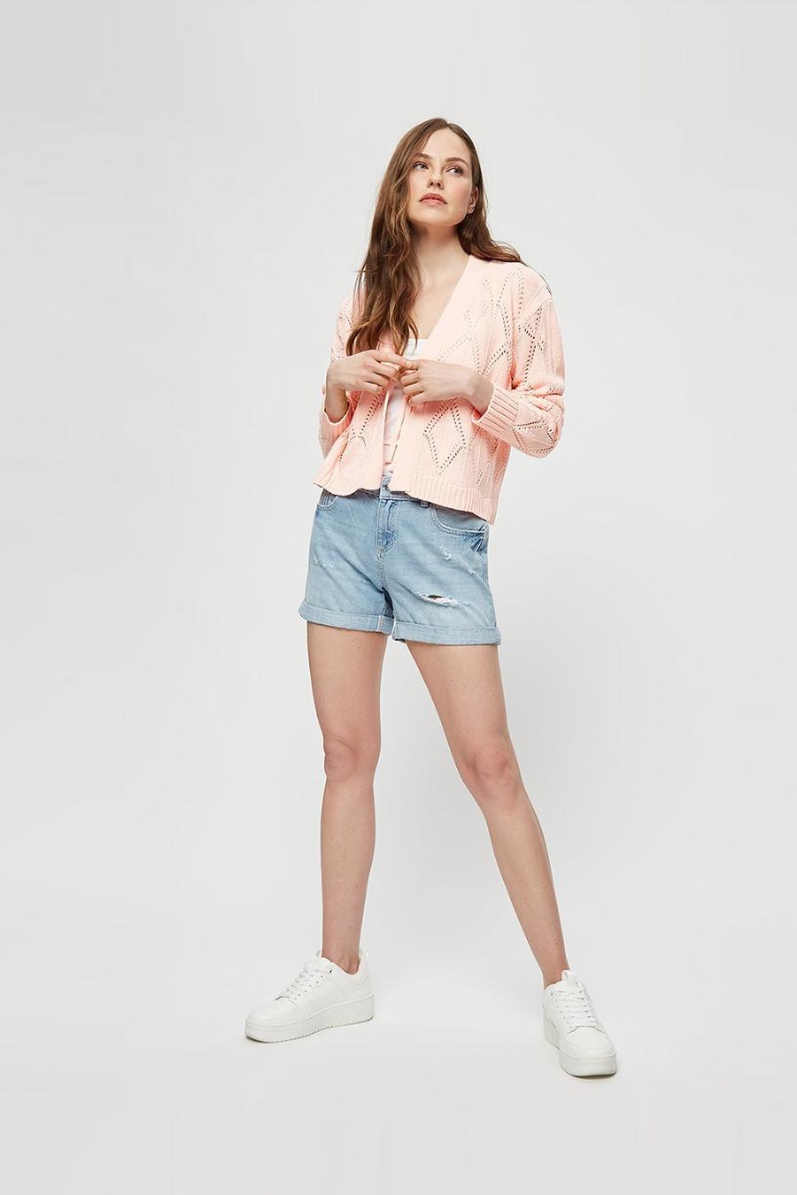 Blush Tie Detail Cable Cardigan