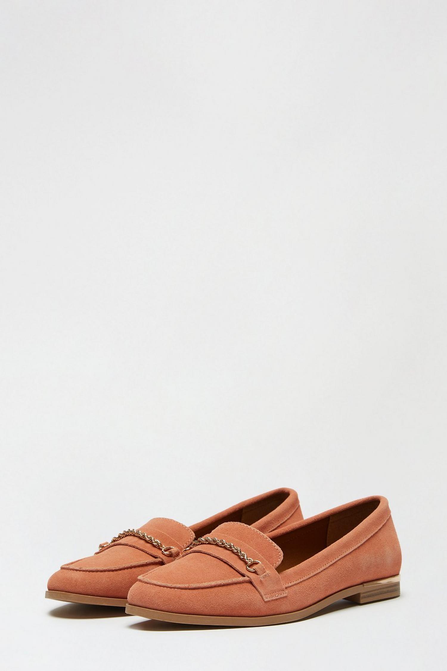 Pink Leather Libby Chain Detail Loafer | Dorothy Perkins UK
