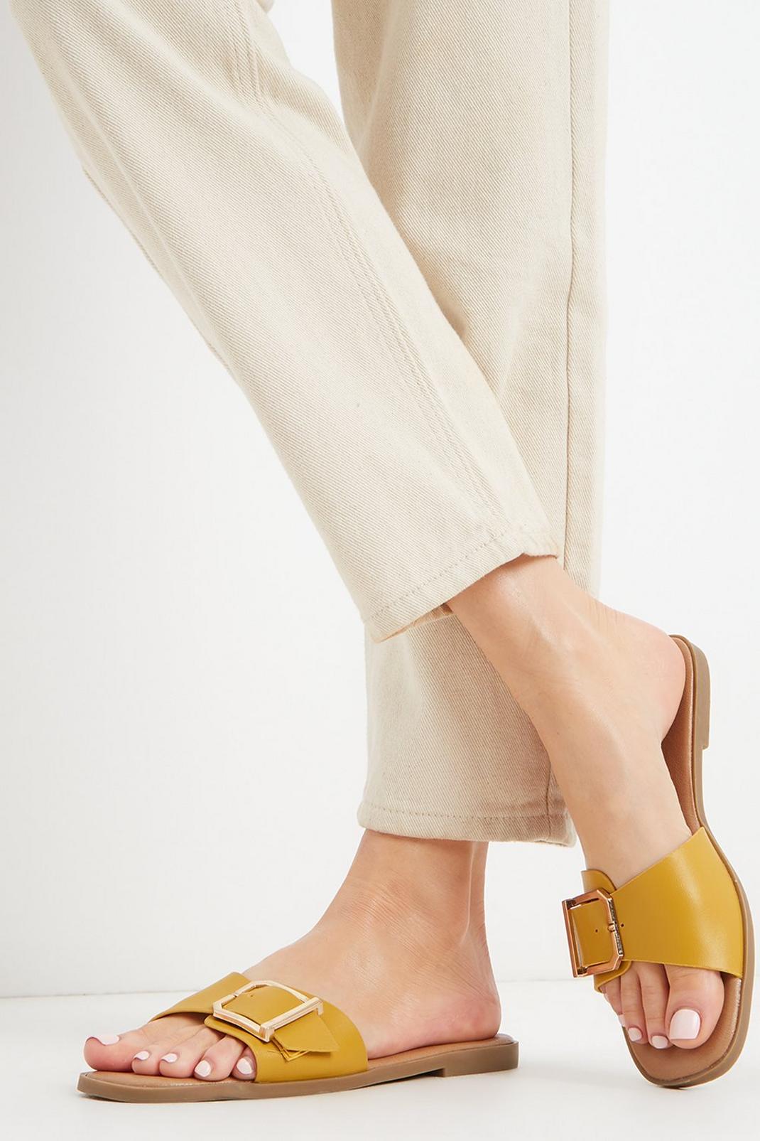 Yellow Comfort Fortune Buckle Flat Sandal image number 1