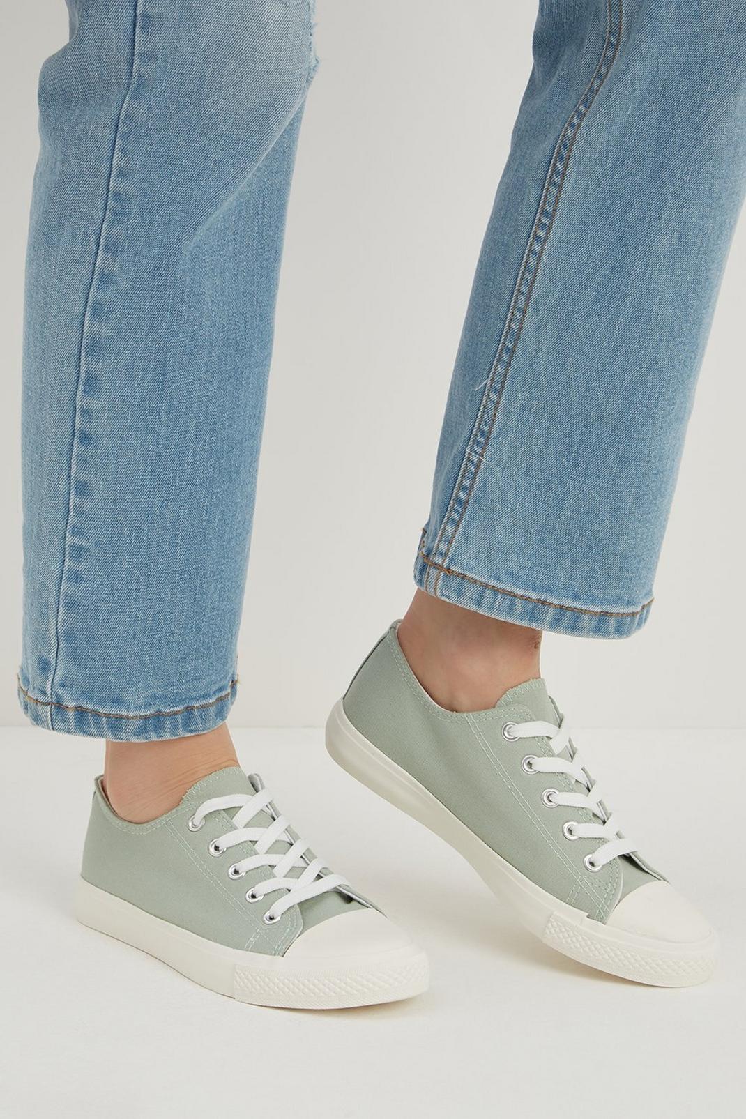 Green Wide Fit Icon Canvas Trainers image number 1