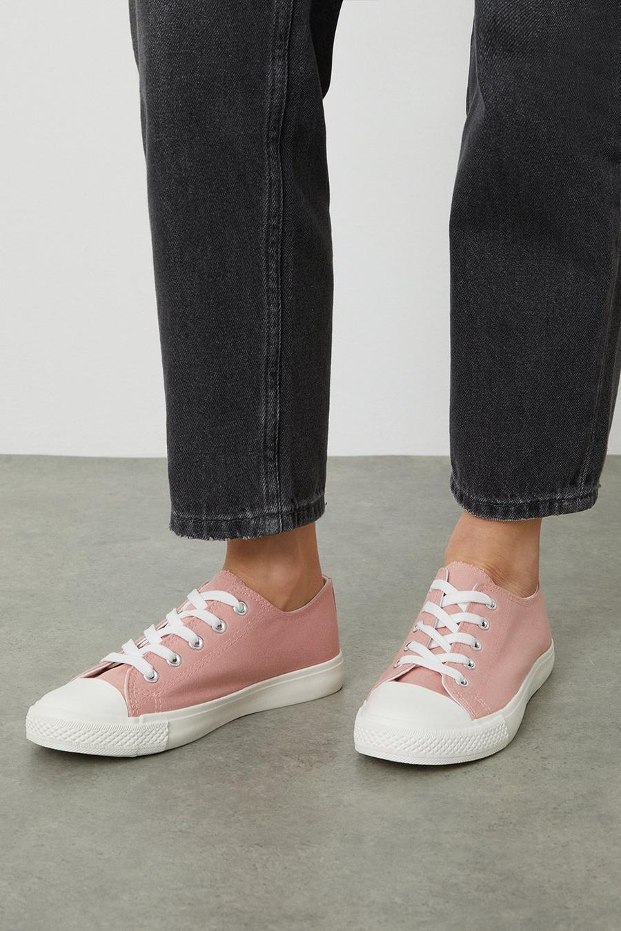 Wide Fit Pink Eco Icon Canvas Trainer