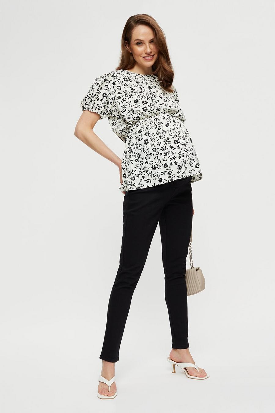Maternity Sustainable Ivory Ditsy Top