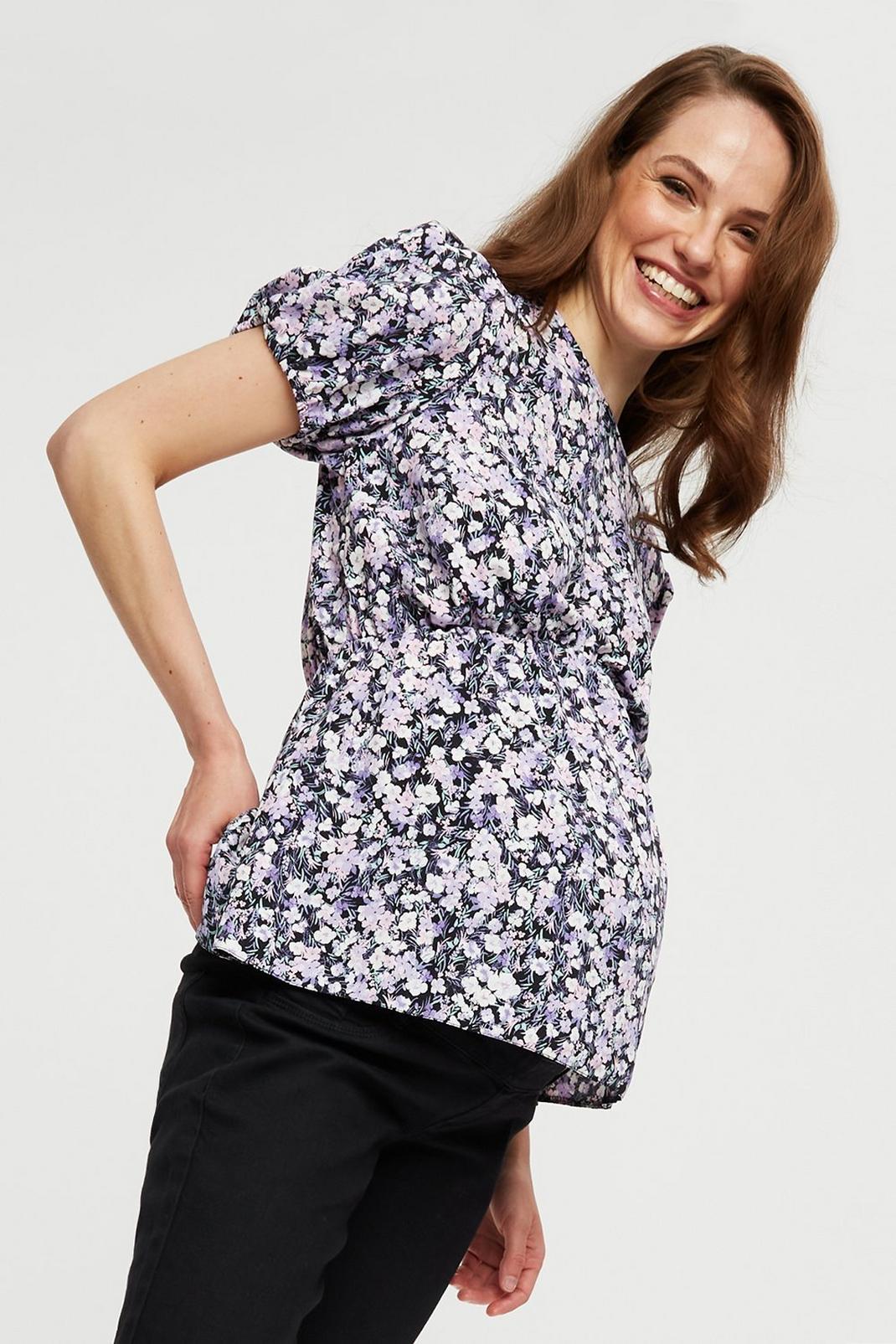 137 Maternity Sustainable Ditsy Lilac Top  image number 1