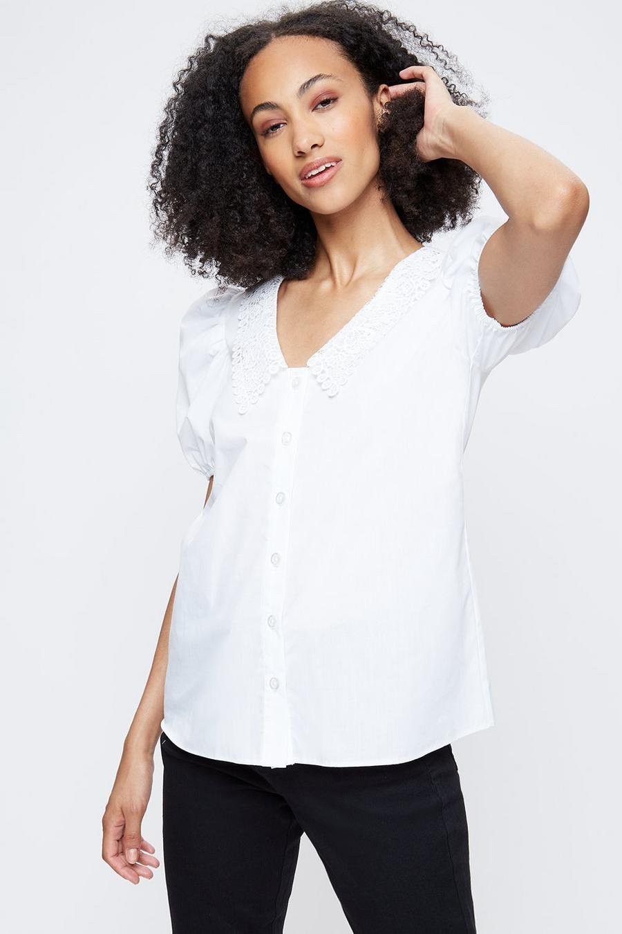 Tall Ivory Collar Top