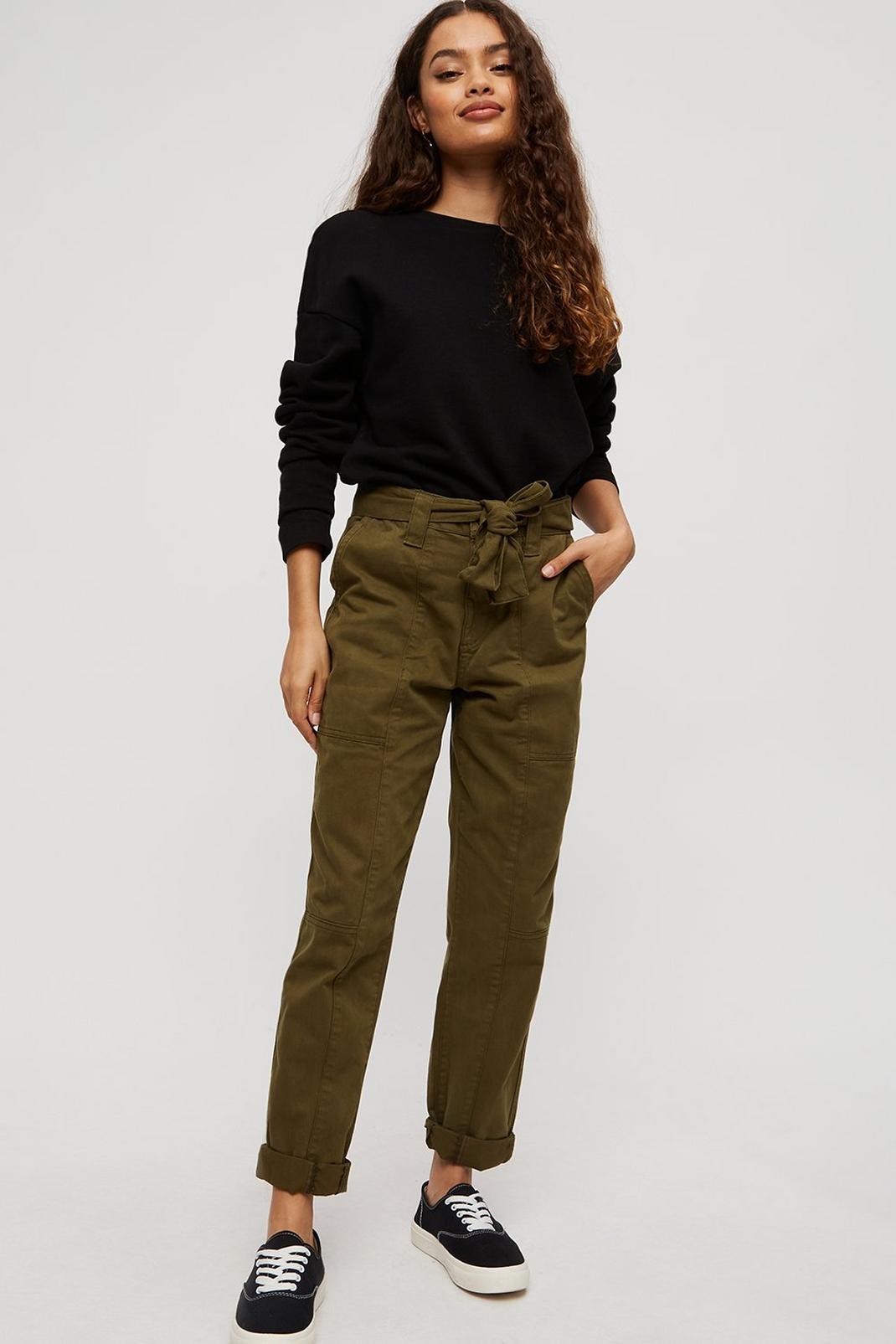 135 Petite Khaki Belted Trouser  image number 1
