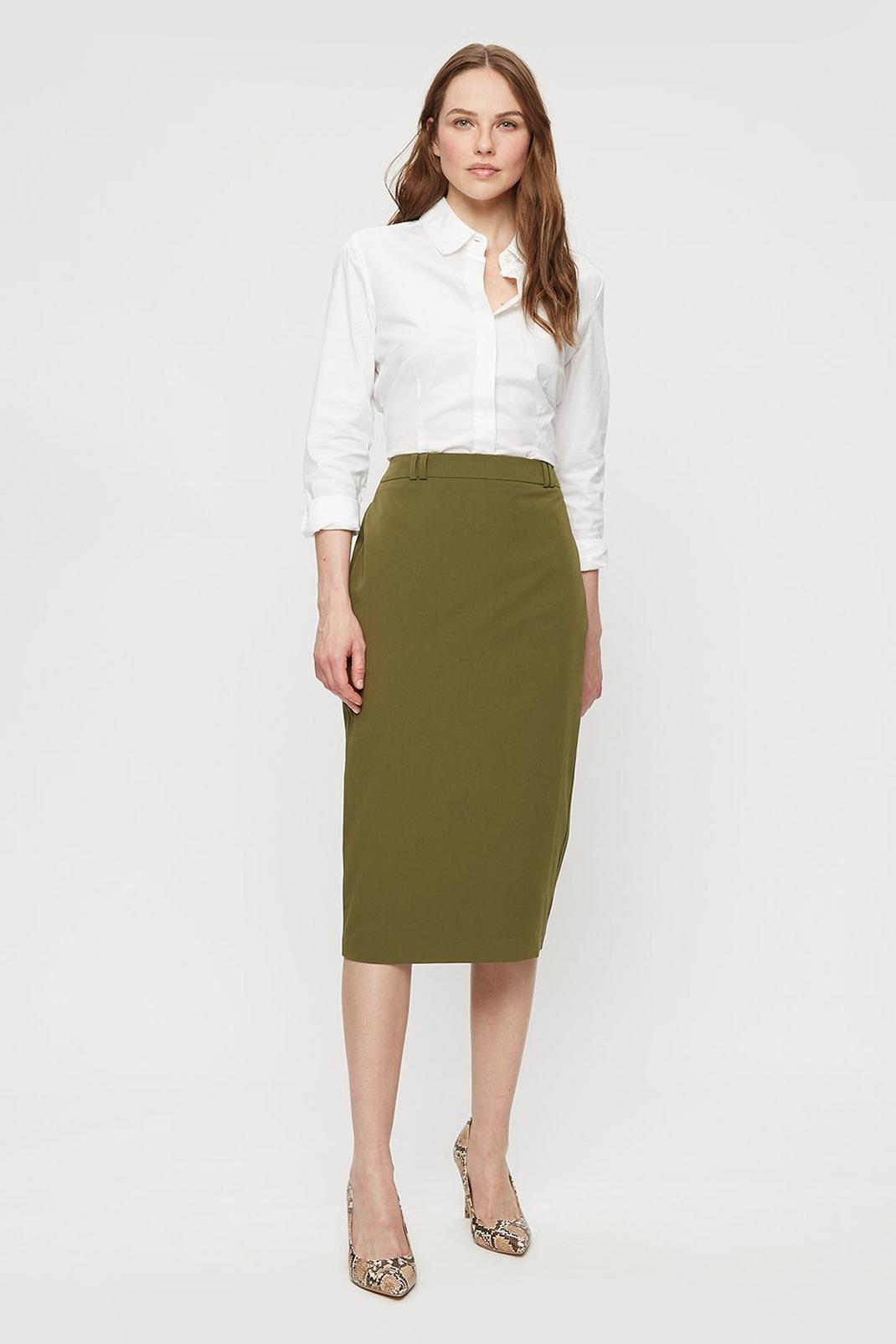 135 Khaki Tailored Pencil Skirt image number 1