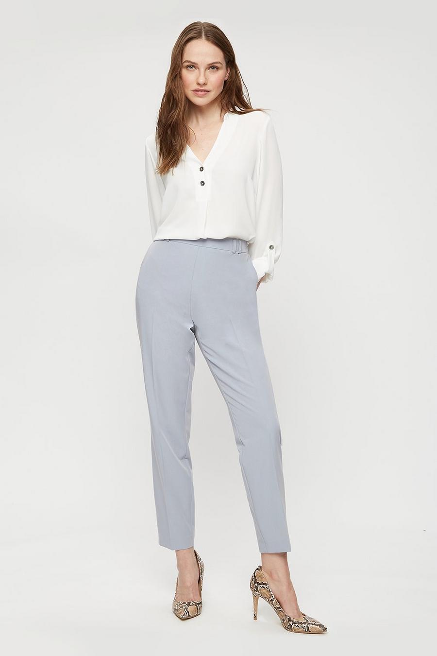 Silver Grey High Waisted Tailored Trouser