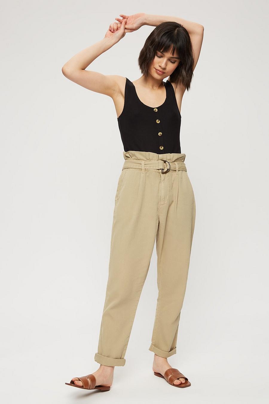 Petite Paperbag Belted Trouser