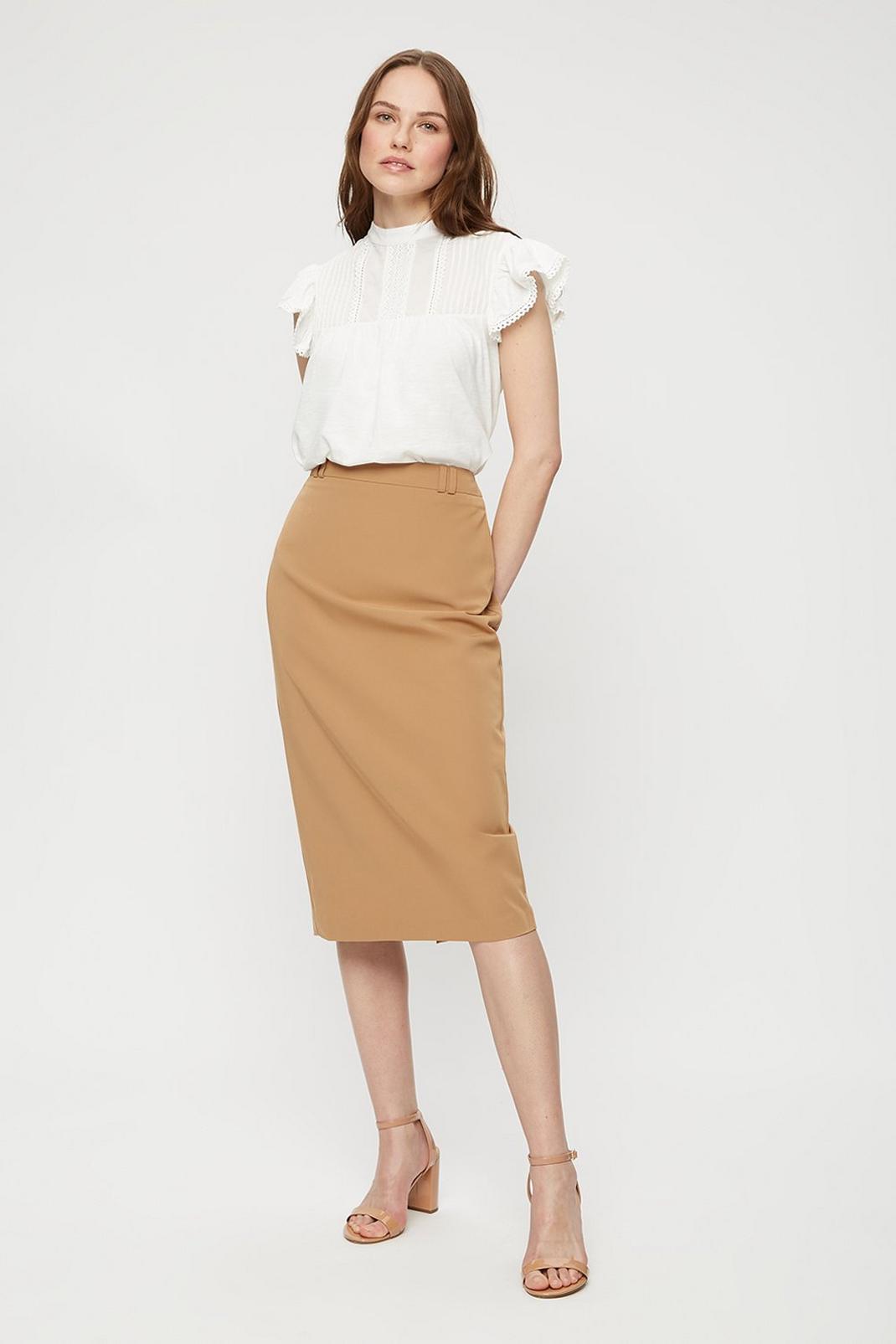 111 Camel Tailored Pencil Skirt image number 1