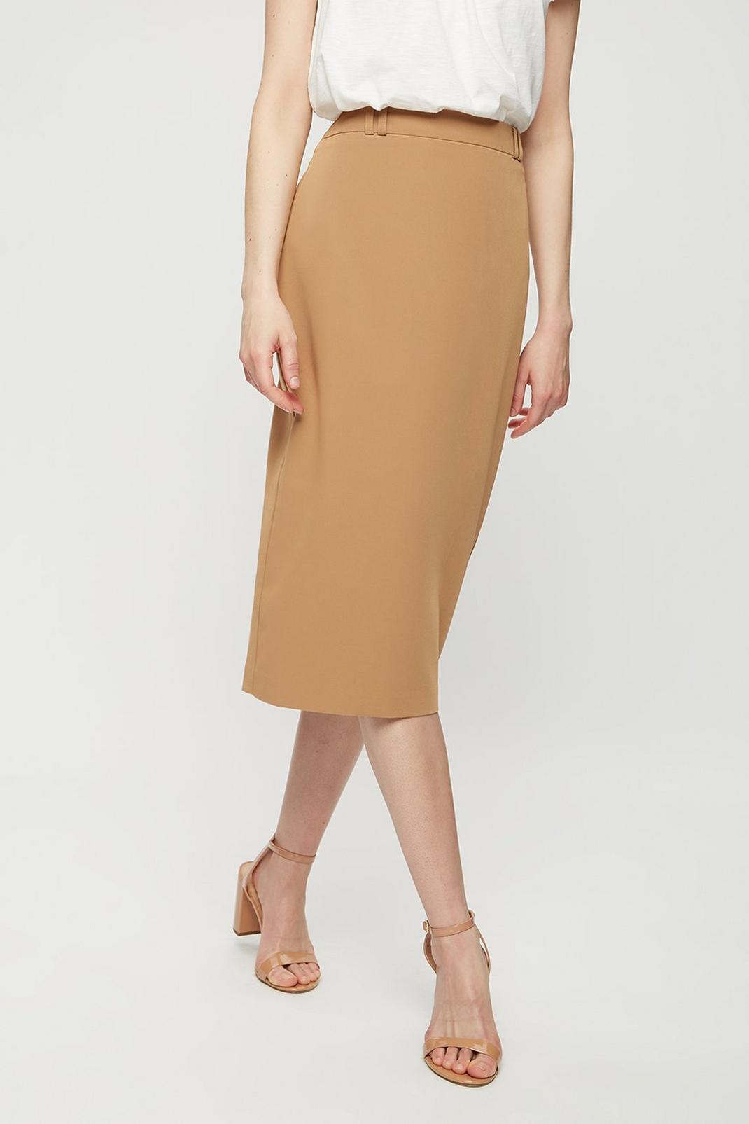 111 Camel Tailored Pencil Skirt image number 2