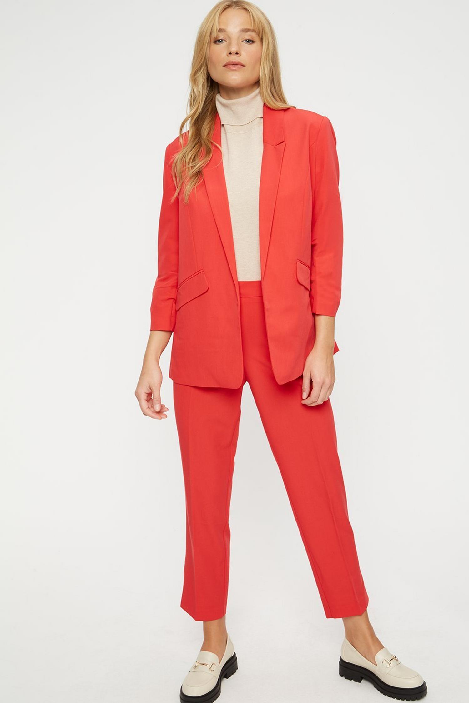 Red Ruched Sleeve Blazer | Dorothy Perkins UK