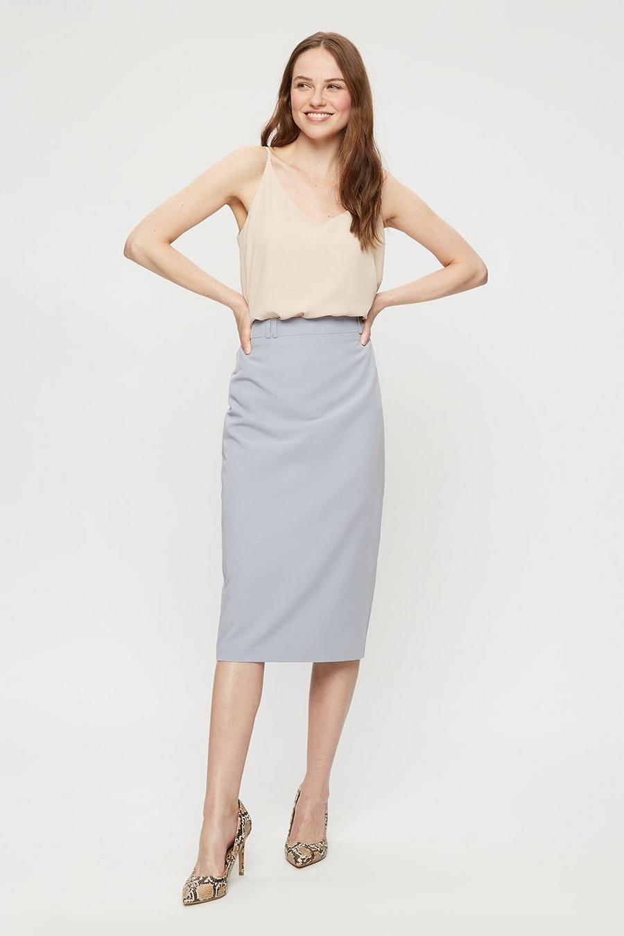 Silver Grey Tailored Pencil Skirt