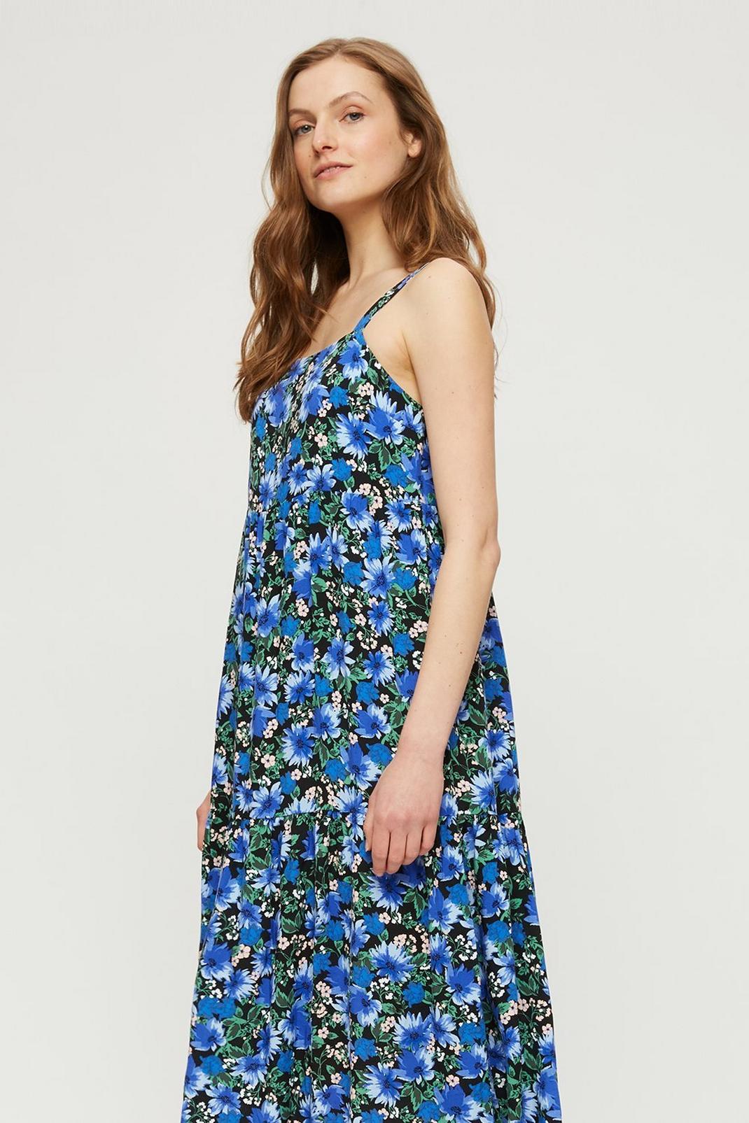 Blue Floral Midi Dress | Dorothy Perkins UK