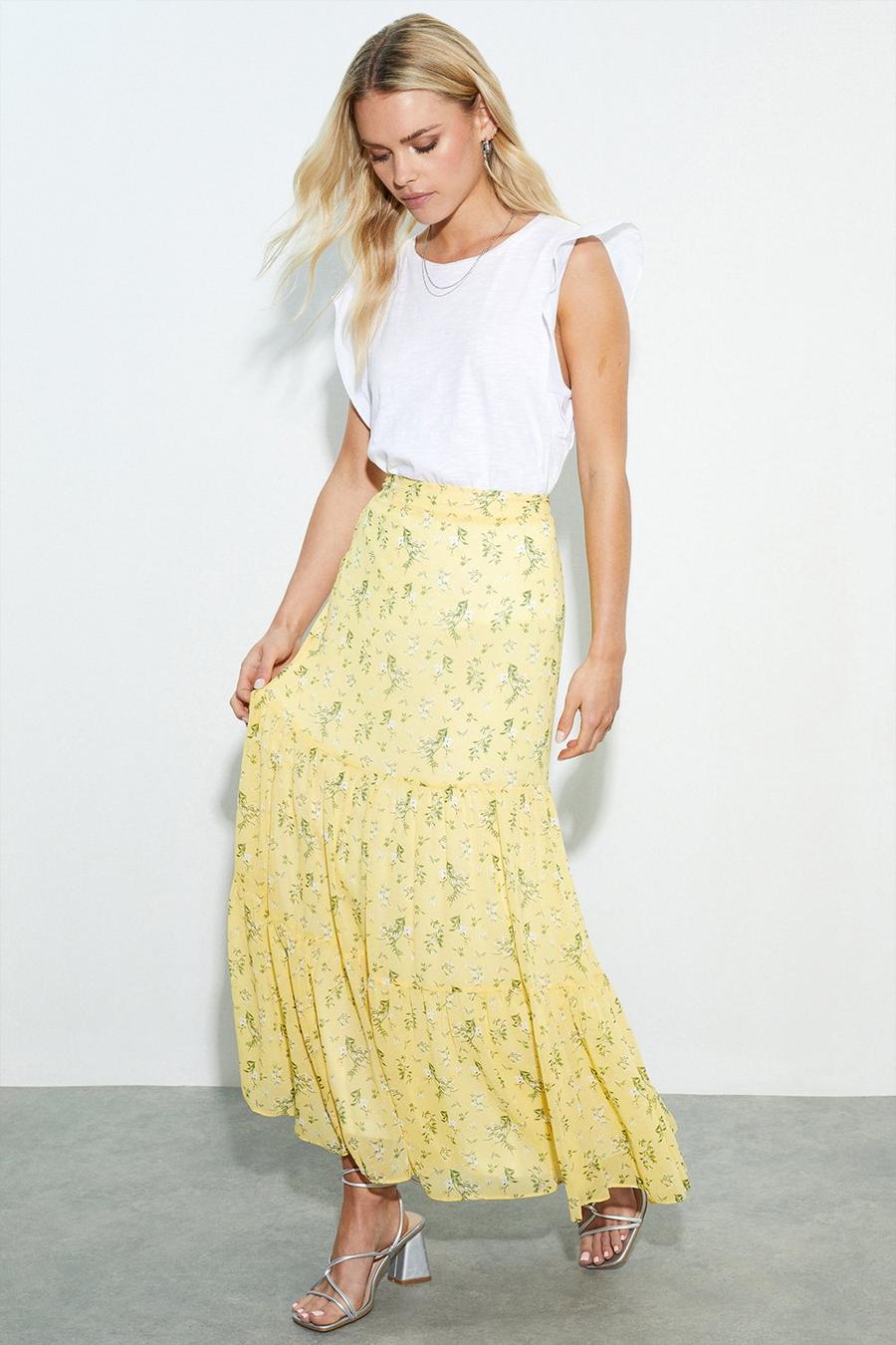 Petite Yellow Twig Maxi Skirt
