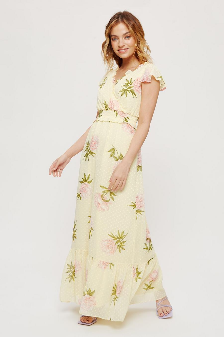 Petite Yellow Floral Maxi Dress