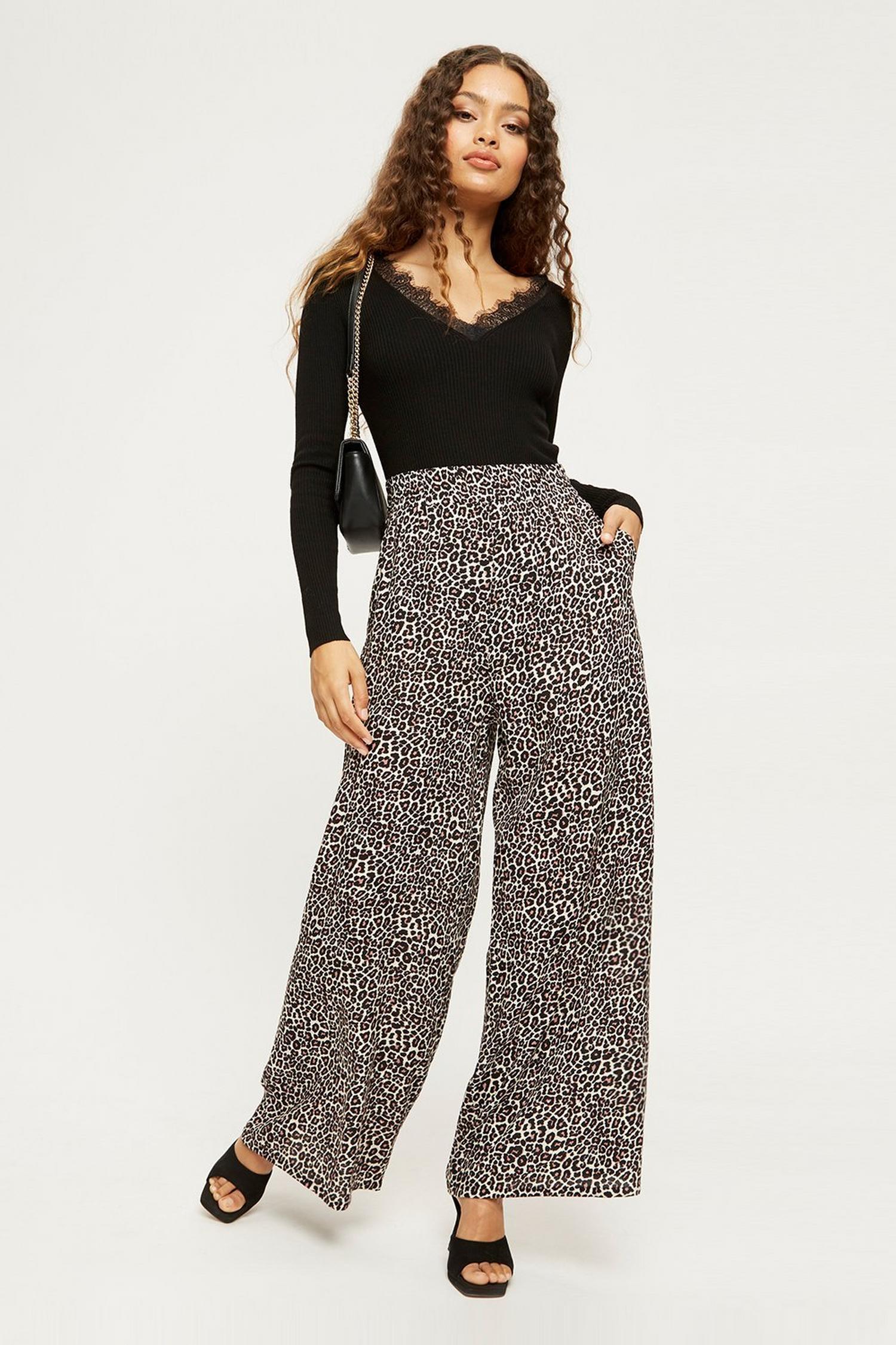 animal print palazzo trousers