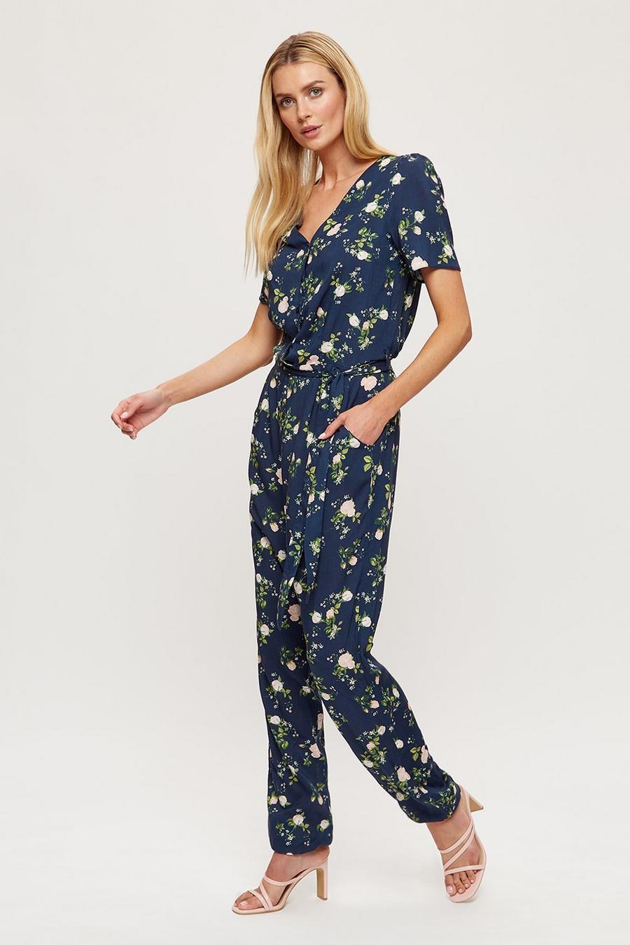 Tall Navy Floral Jumpsuit 