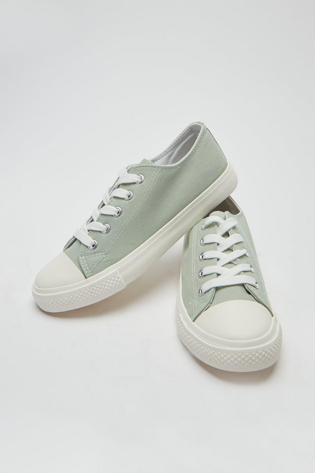 130 Wide Fit Green Eco Icon Canvas Trainer image number 2