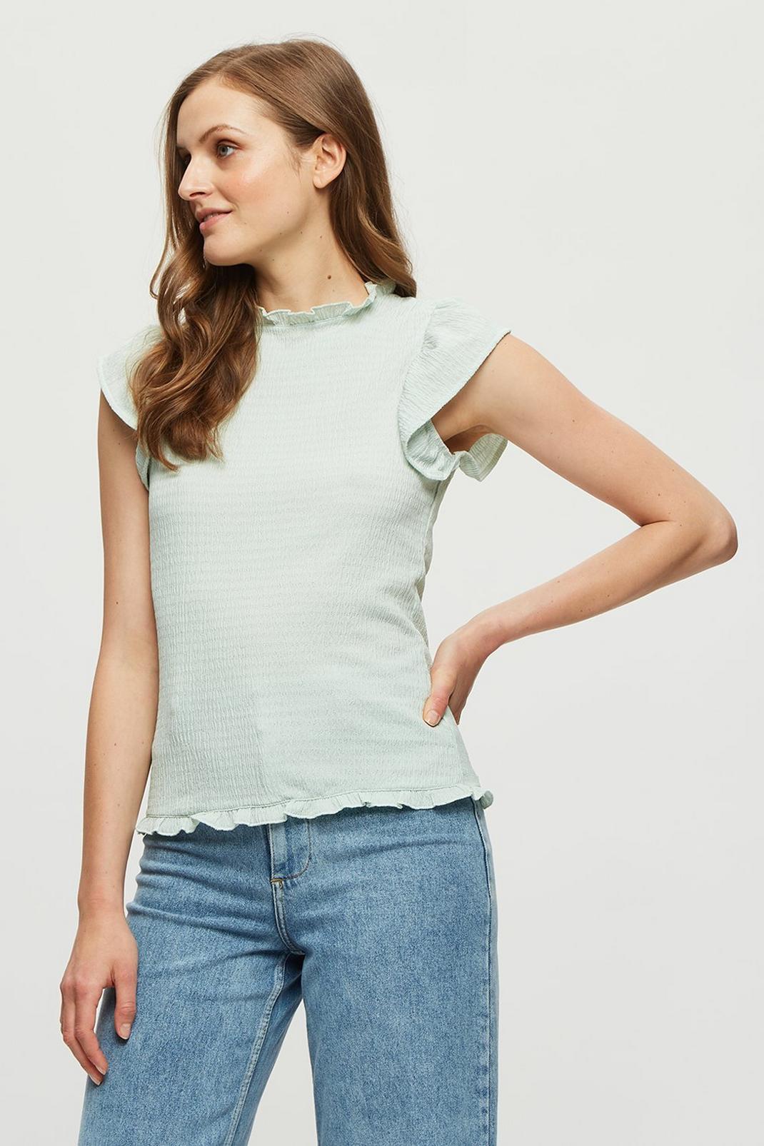 209 Sage Textured Ruffle Top image number 1