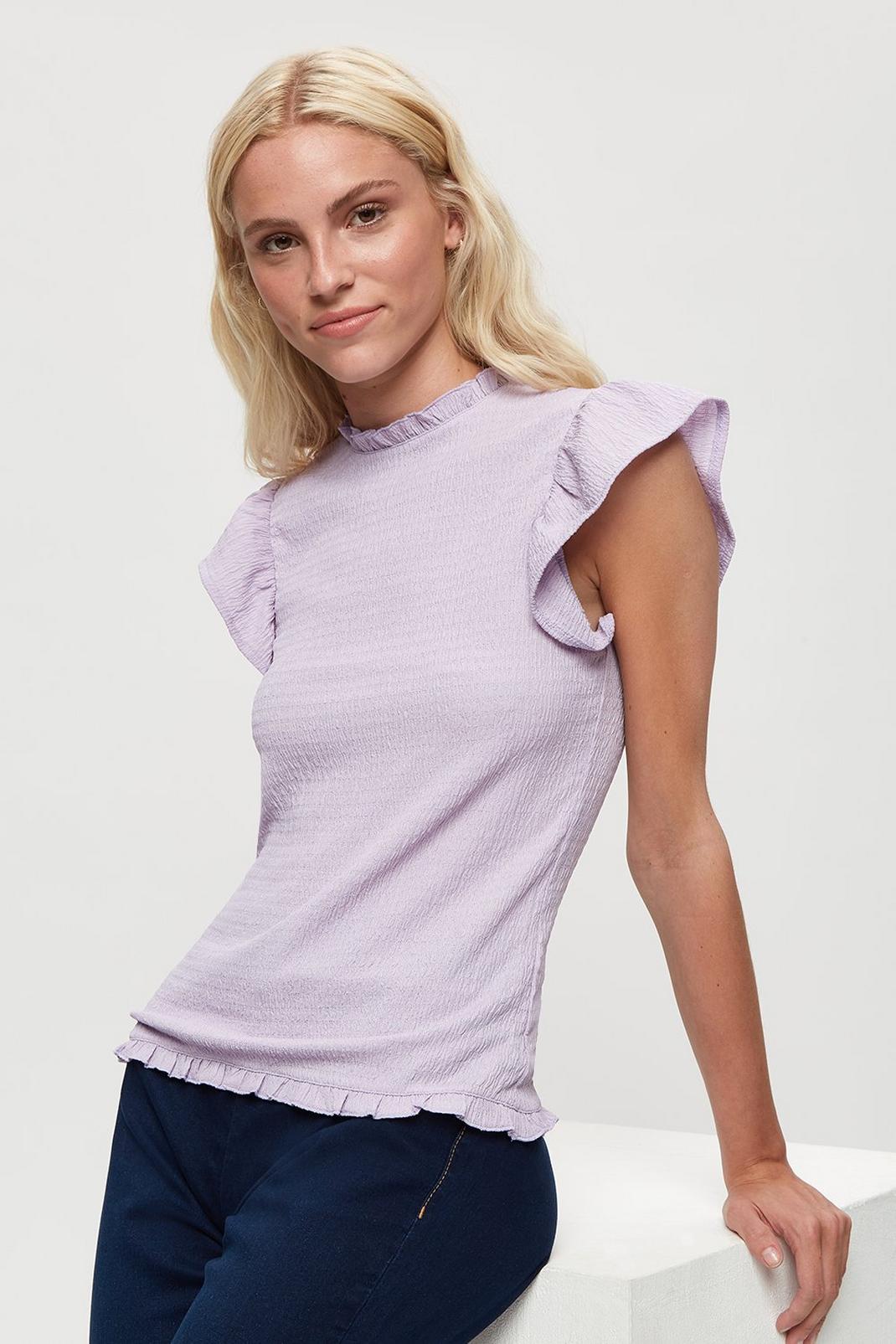 137 Lilac Textured Ruffle Top image number 1