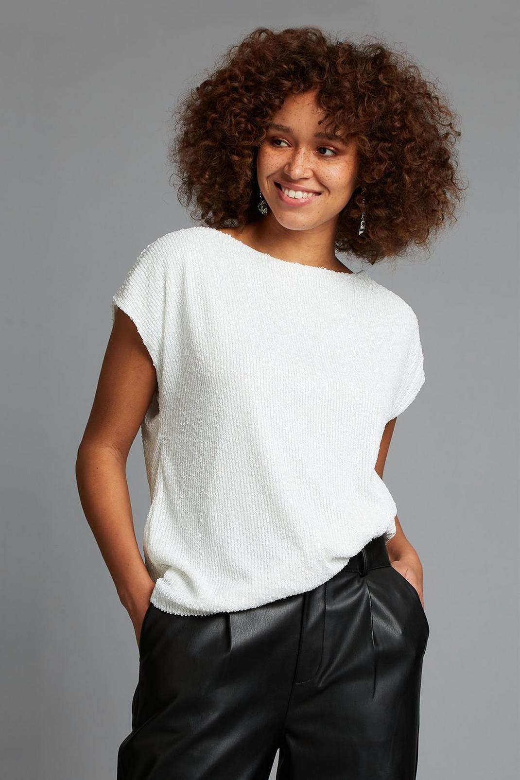 173 White Sequin Tee image number 1