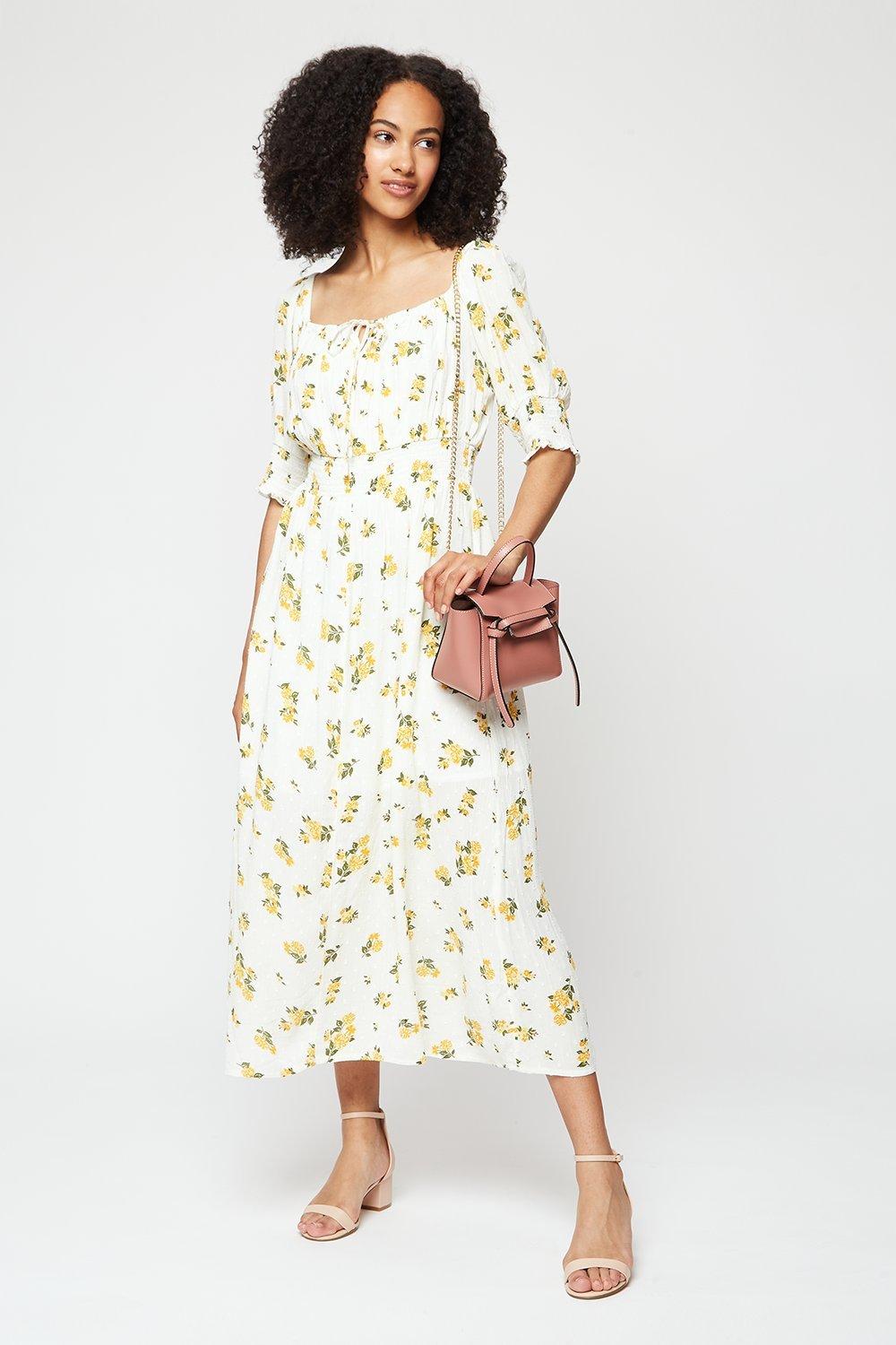 dorothy perkins yellow midi dress