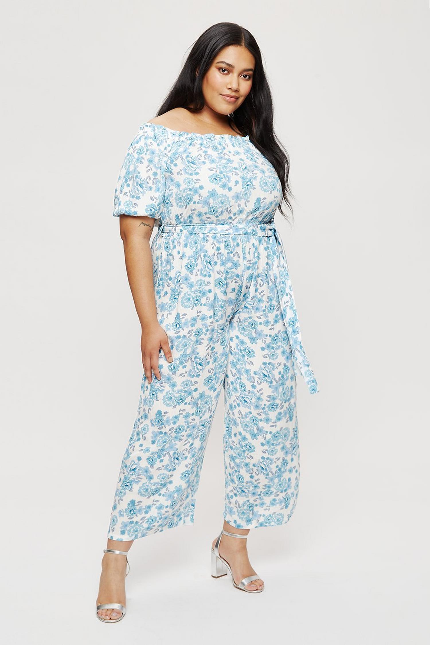 light blue floral jumpsuit