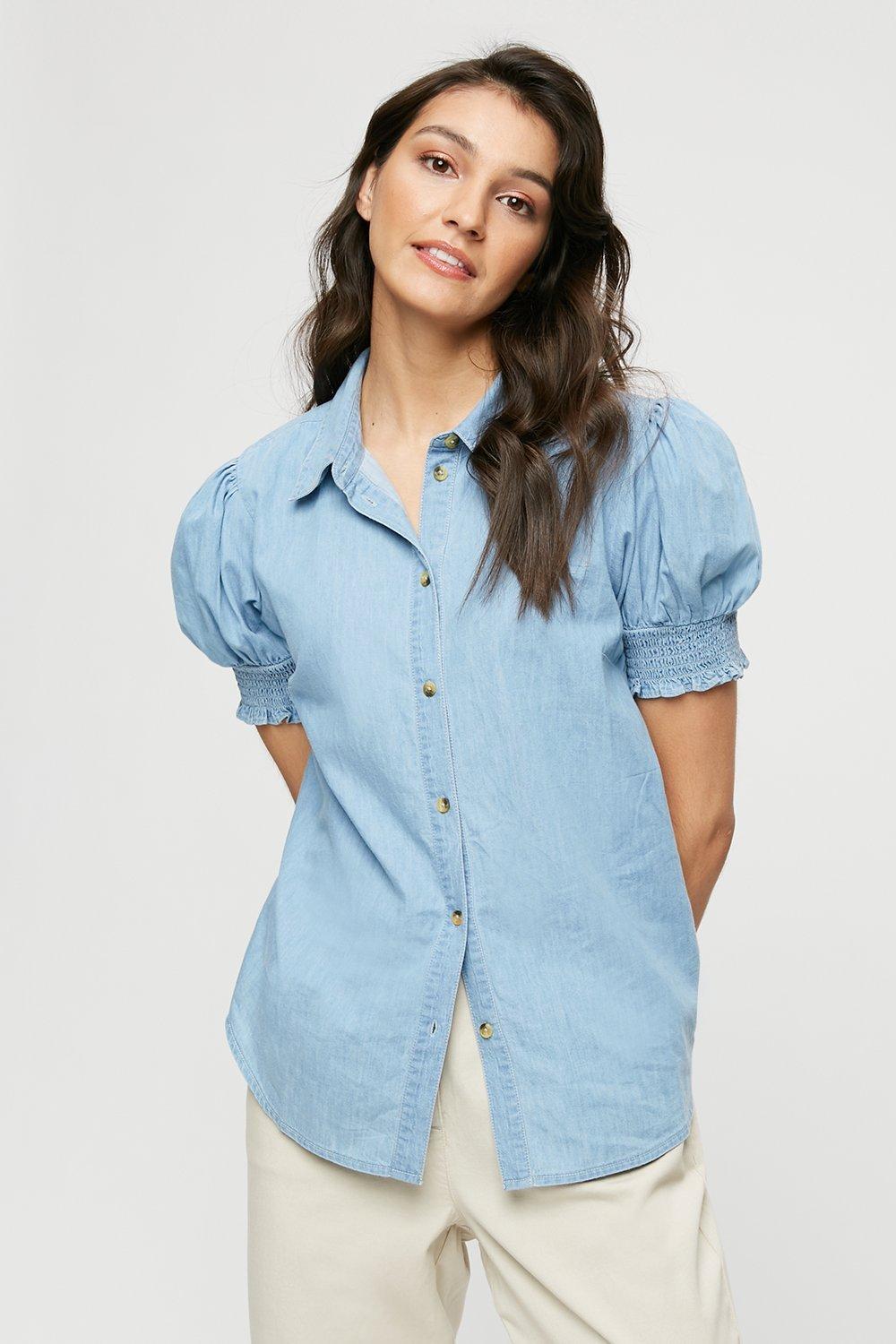 short sleeve denim top