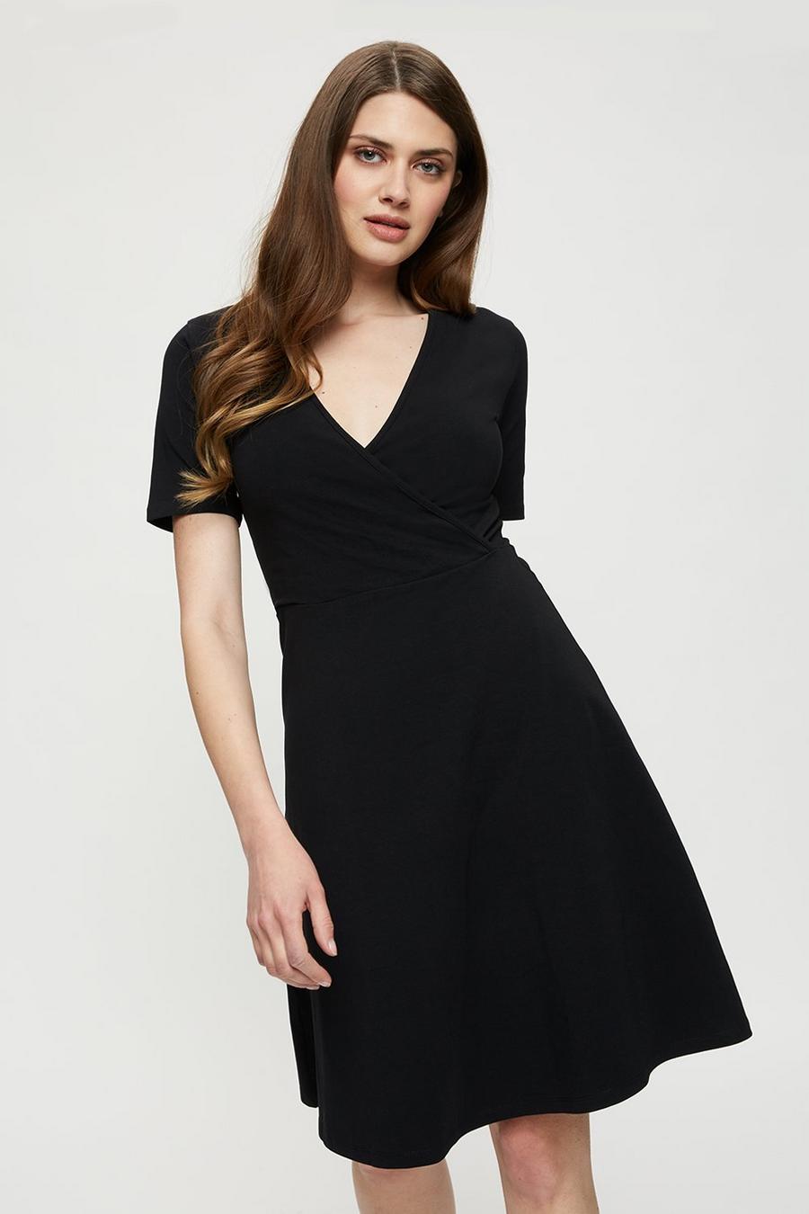 Tall Black Wrap Dress 