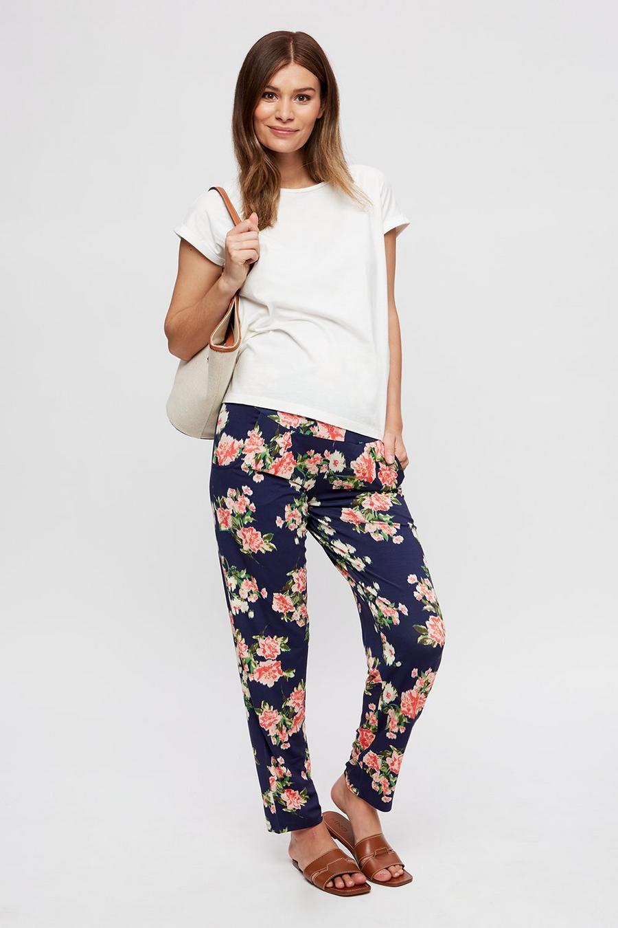 Maternity Navy Floral Jersey Jogger 