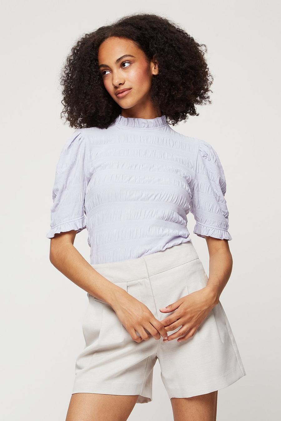 Tall Lilac Shirred Jersey Top
