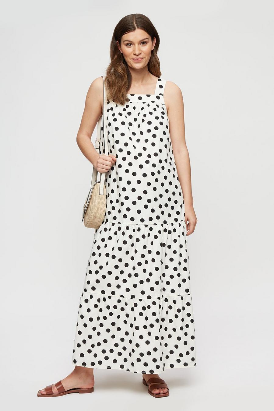 Maternity Mono Spot Poplin Maxi Dress