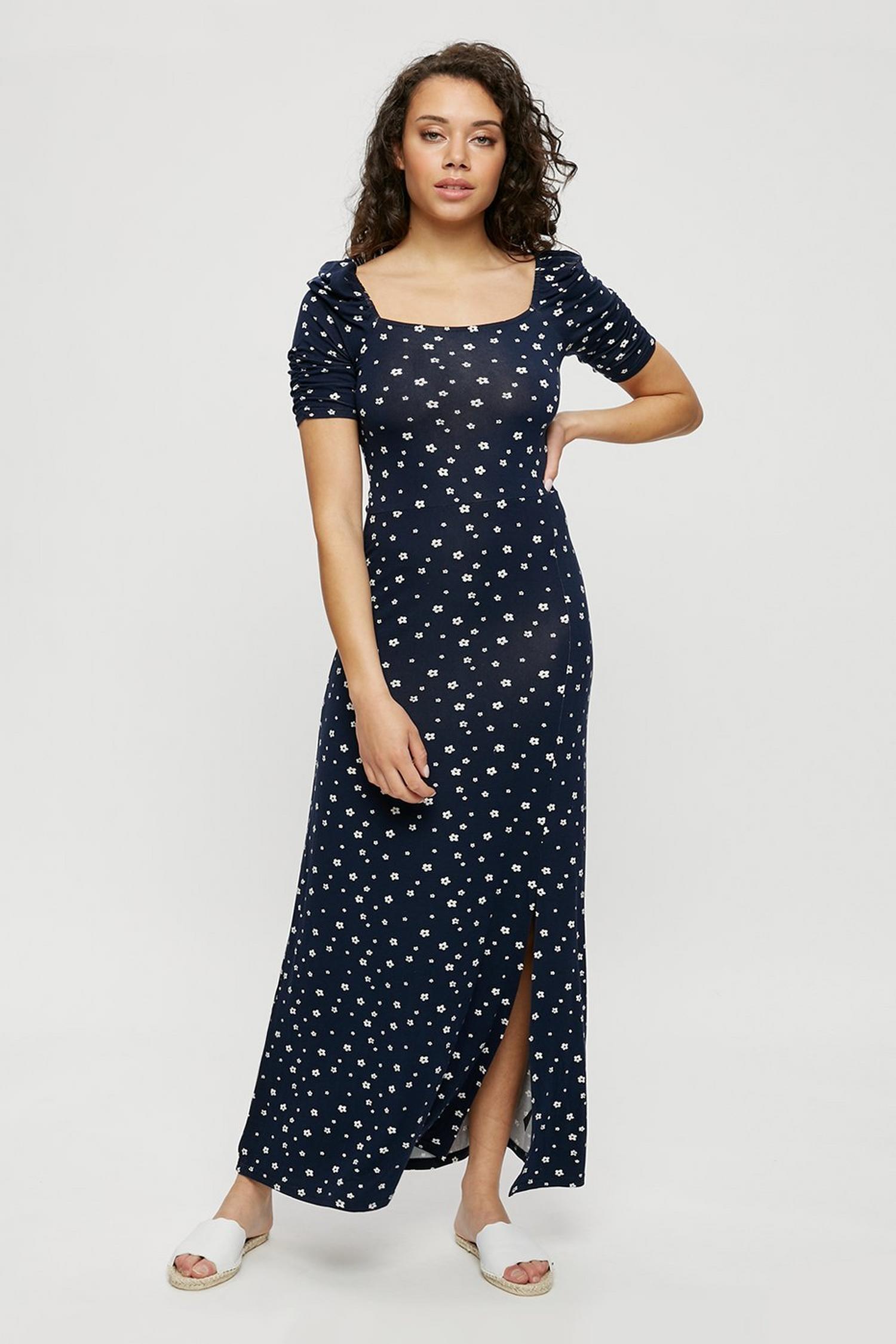 floral split midi dress