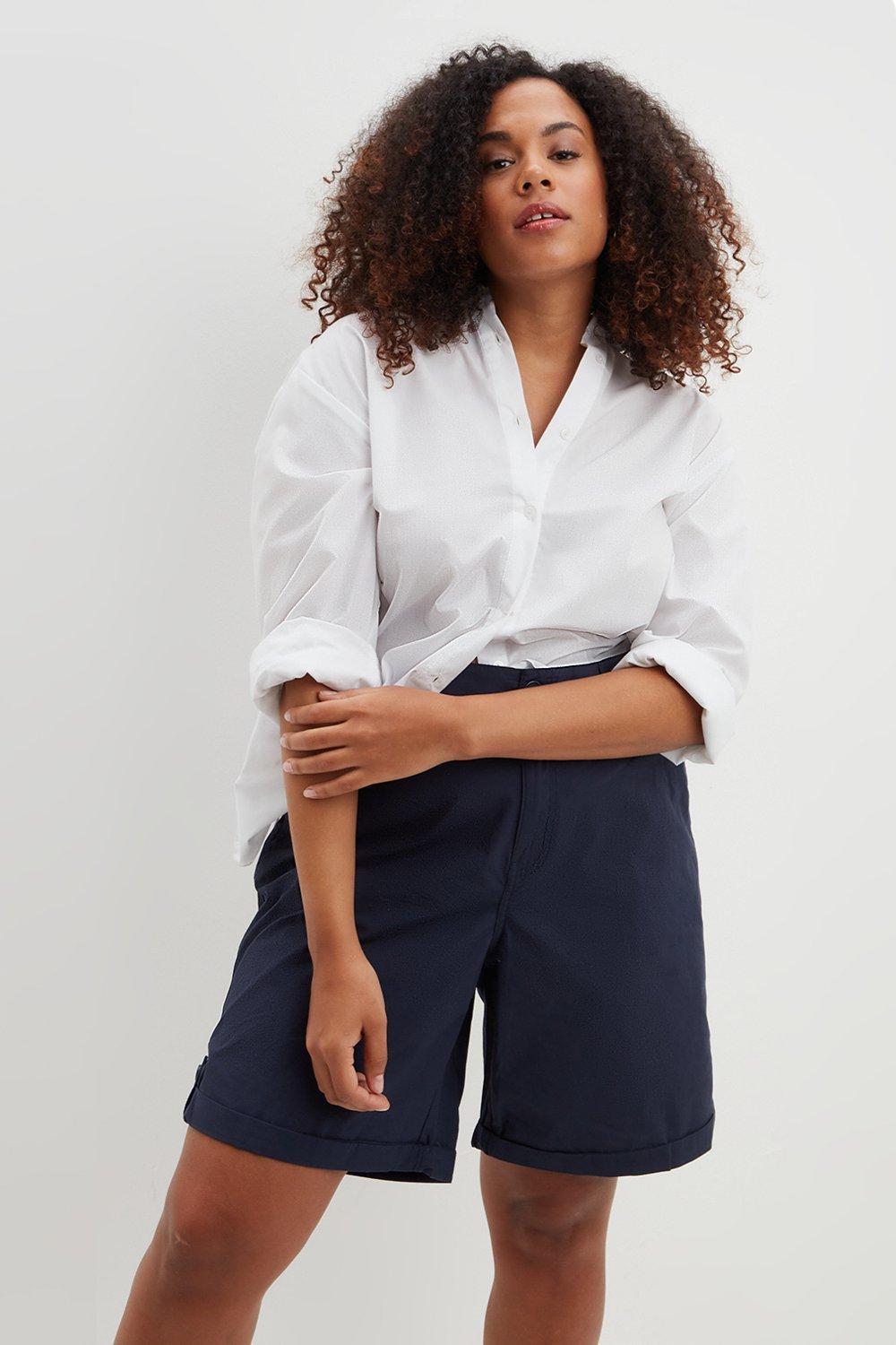 navy knee length shorts