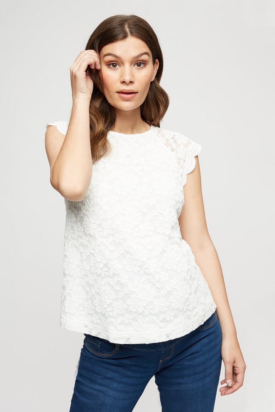 Maternity White Lace Shell Top image number 1