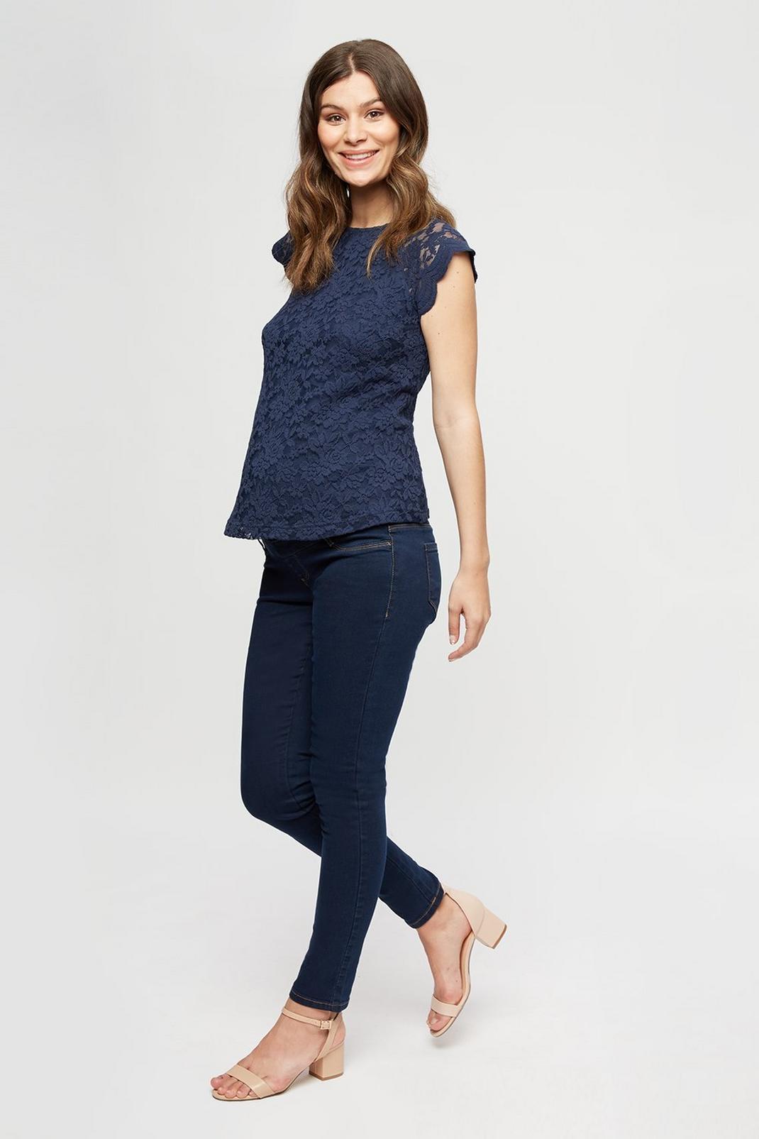 148 Maternity Navy Lace Shell Top  image number 2
