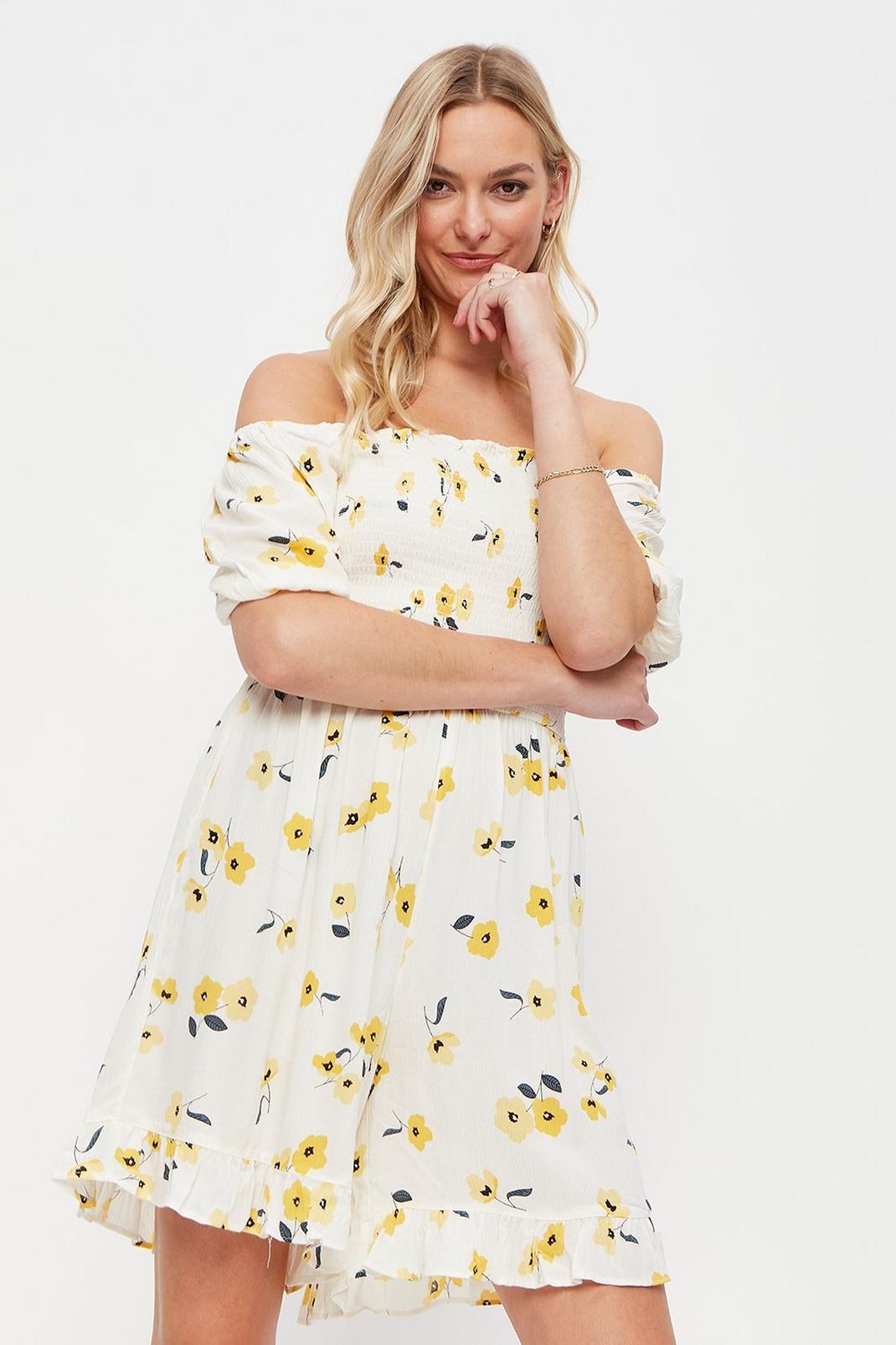 174 Tall Yellow Floral Playsuit image number 1