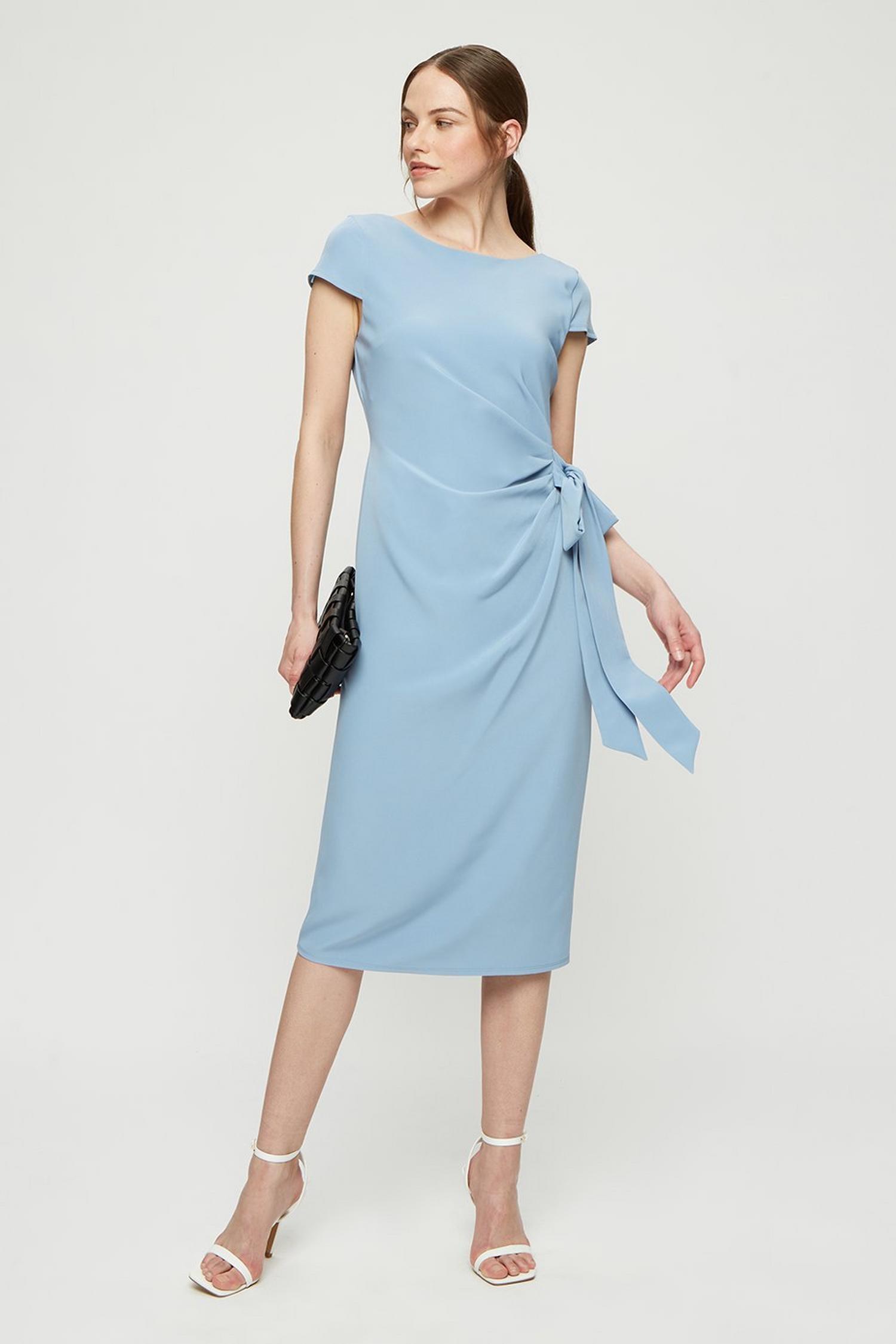 Powder Blue Crepe Midi Dress | Dorothy Perkins UK