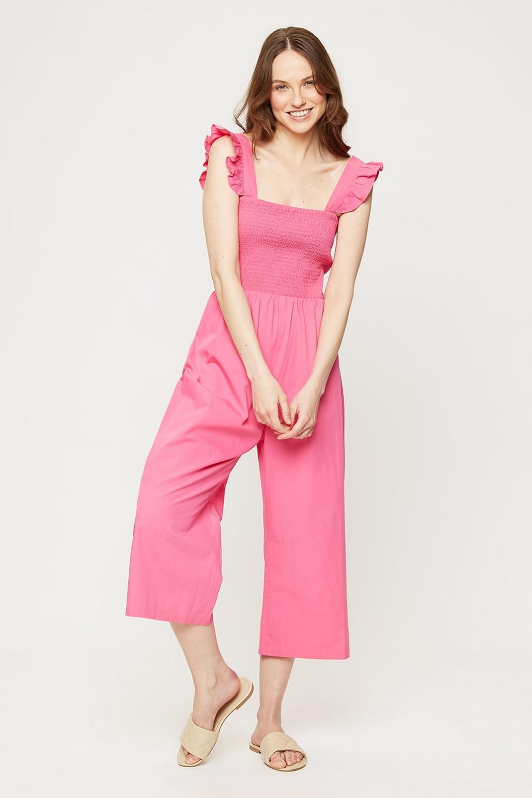 155 Pink Poplin Shirred Jumpsuit  image number 2