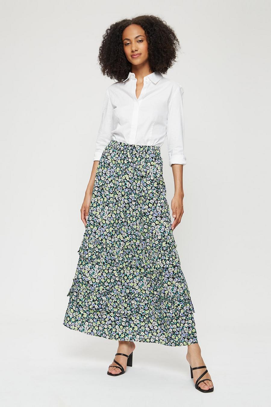 Tall Multi Ditsy Floral Midi Skirt