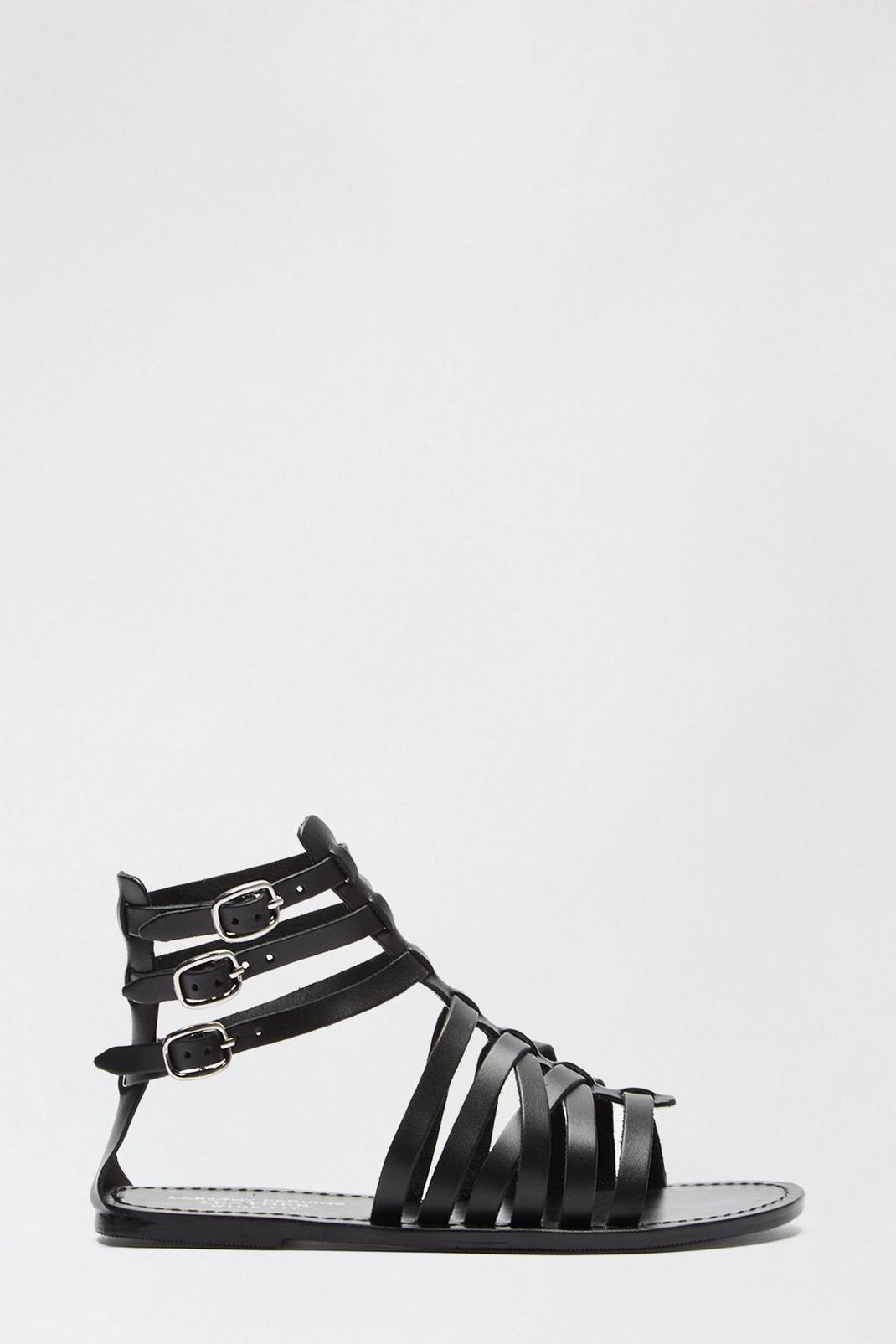 105 Wide Fit Leather Black Joni Gladiator Sandal image number 1