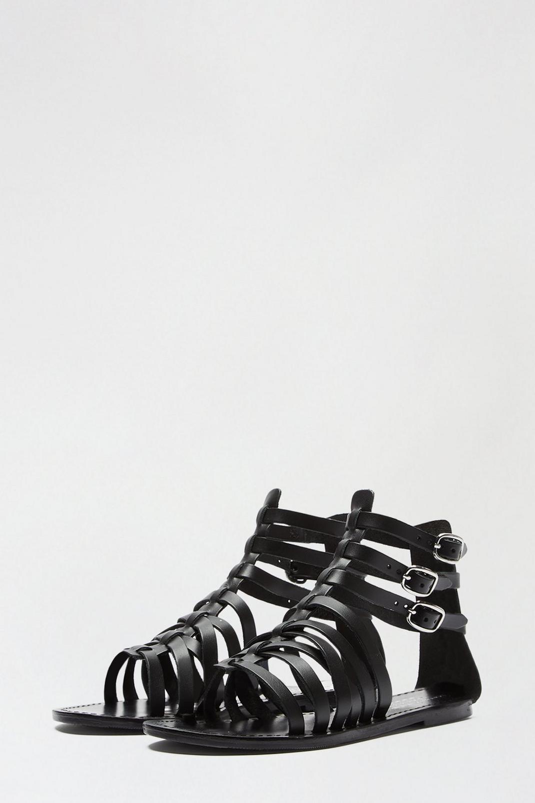105 Wide Fit Leather Black Joni Gladiator Sandal image number 2