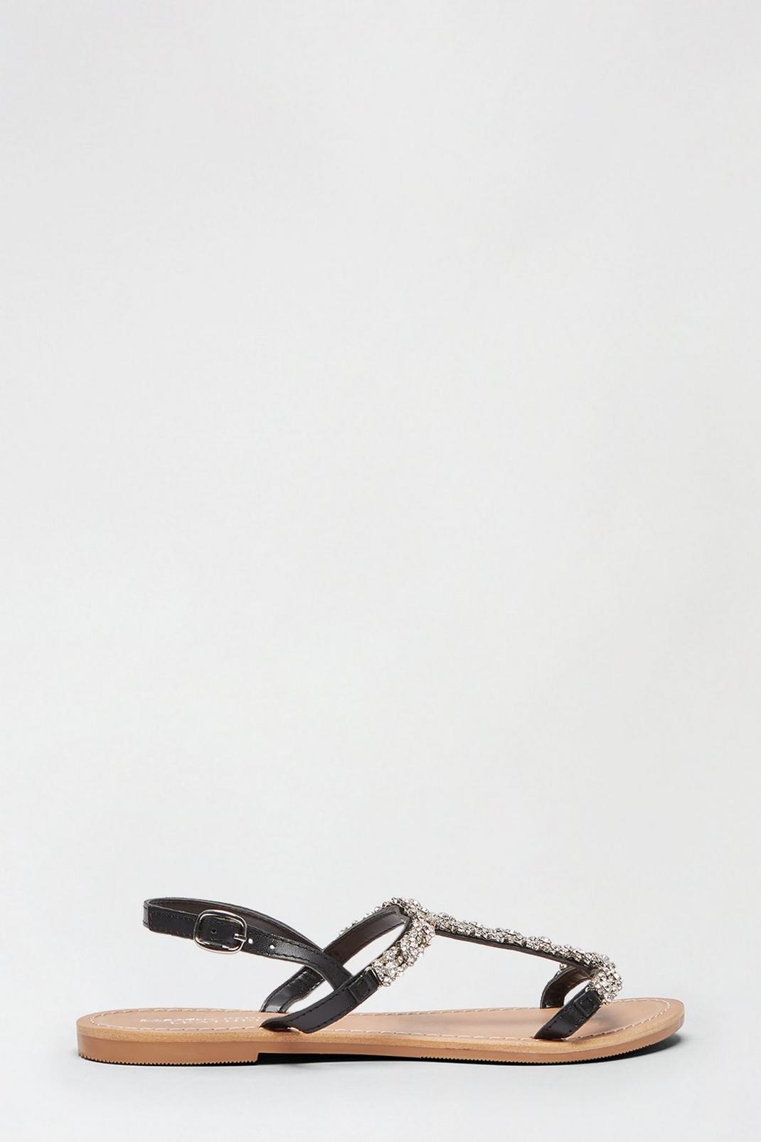 105 Leather Black Jemmy Jewelled Sandal  image number 1