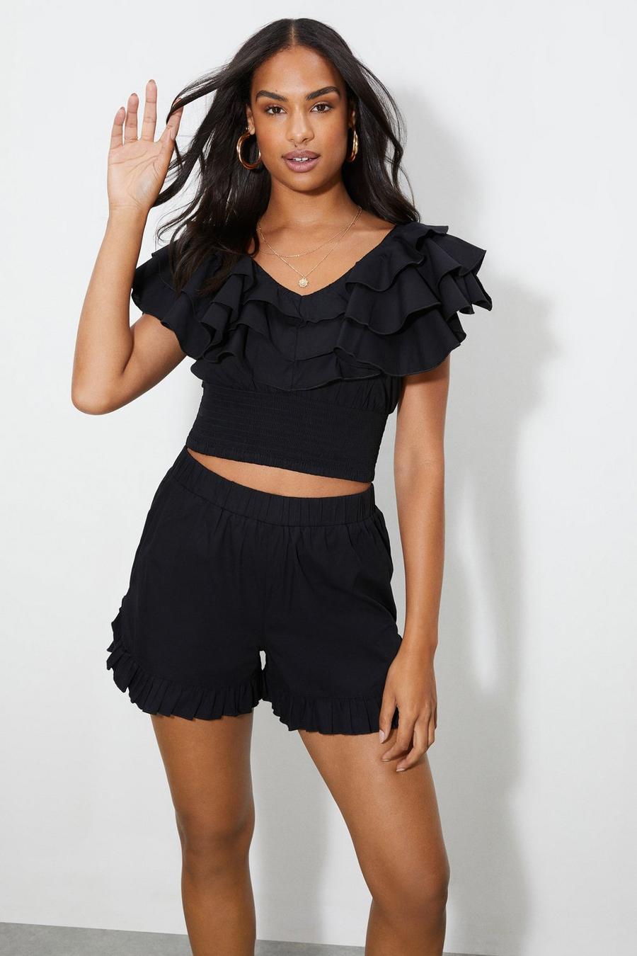 Black Frill Top Co-ord