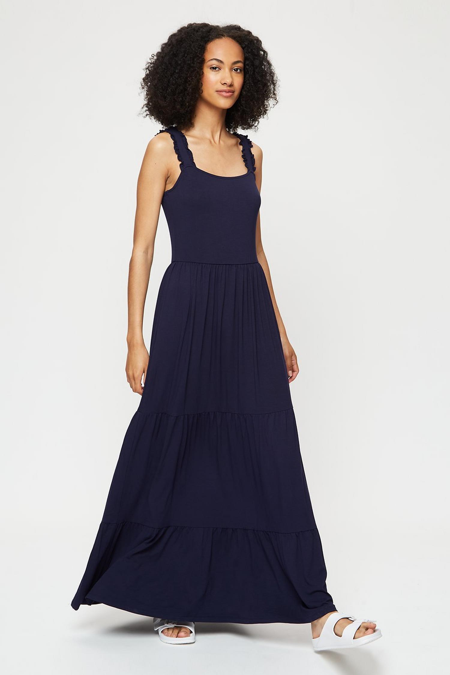 tiered navy dress