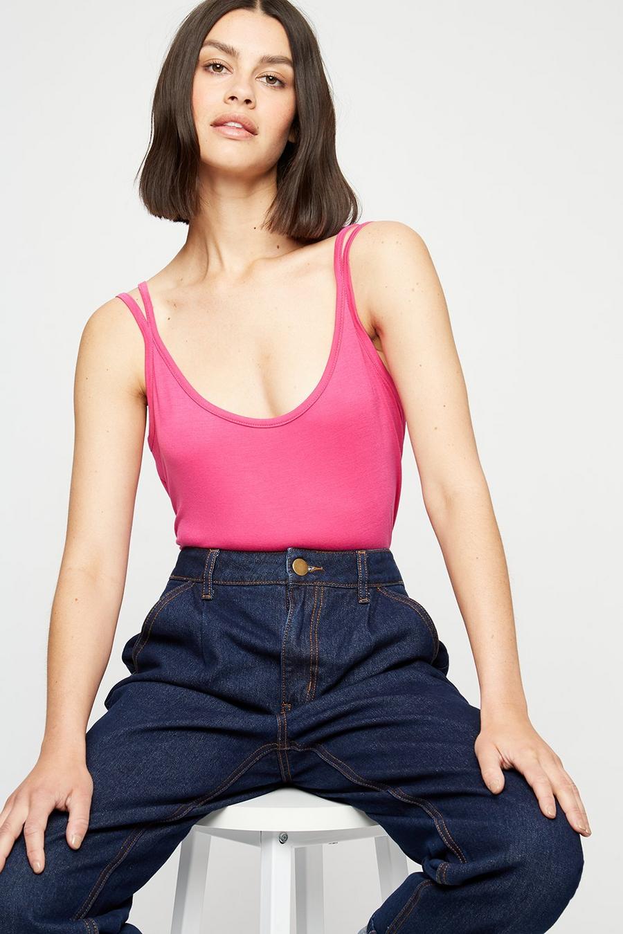 Hot Pink Double Strap Cami Top