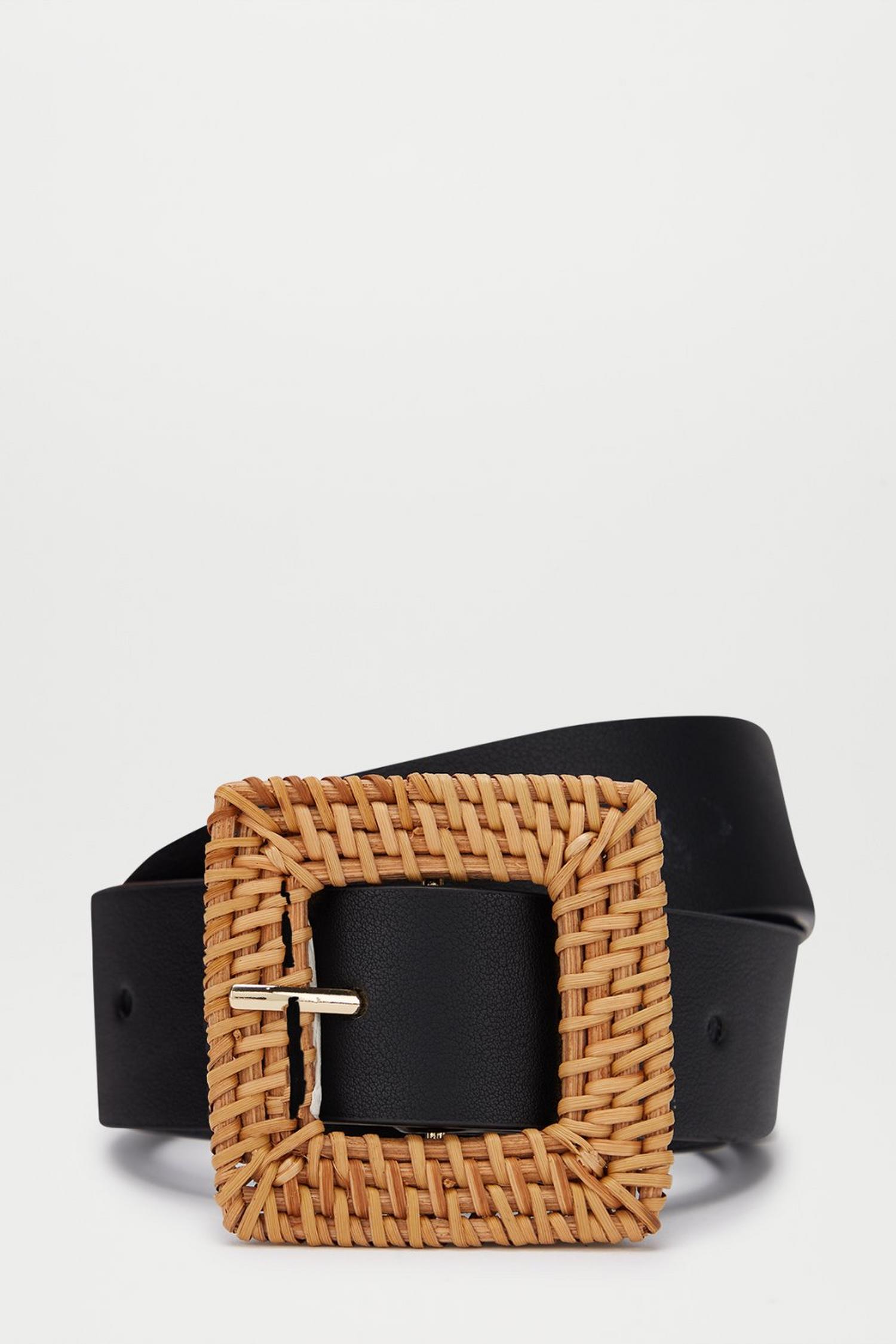 Black Raffia Buckle Belt | Dorothy Perkins UK