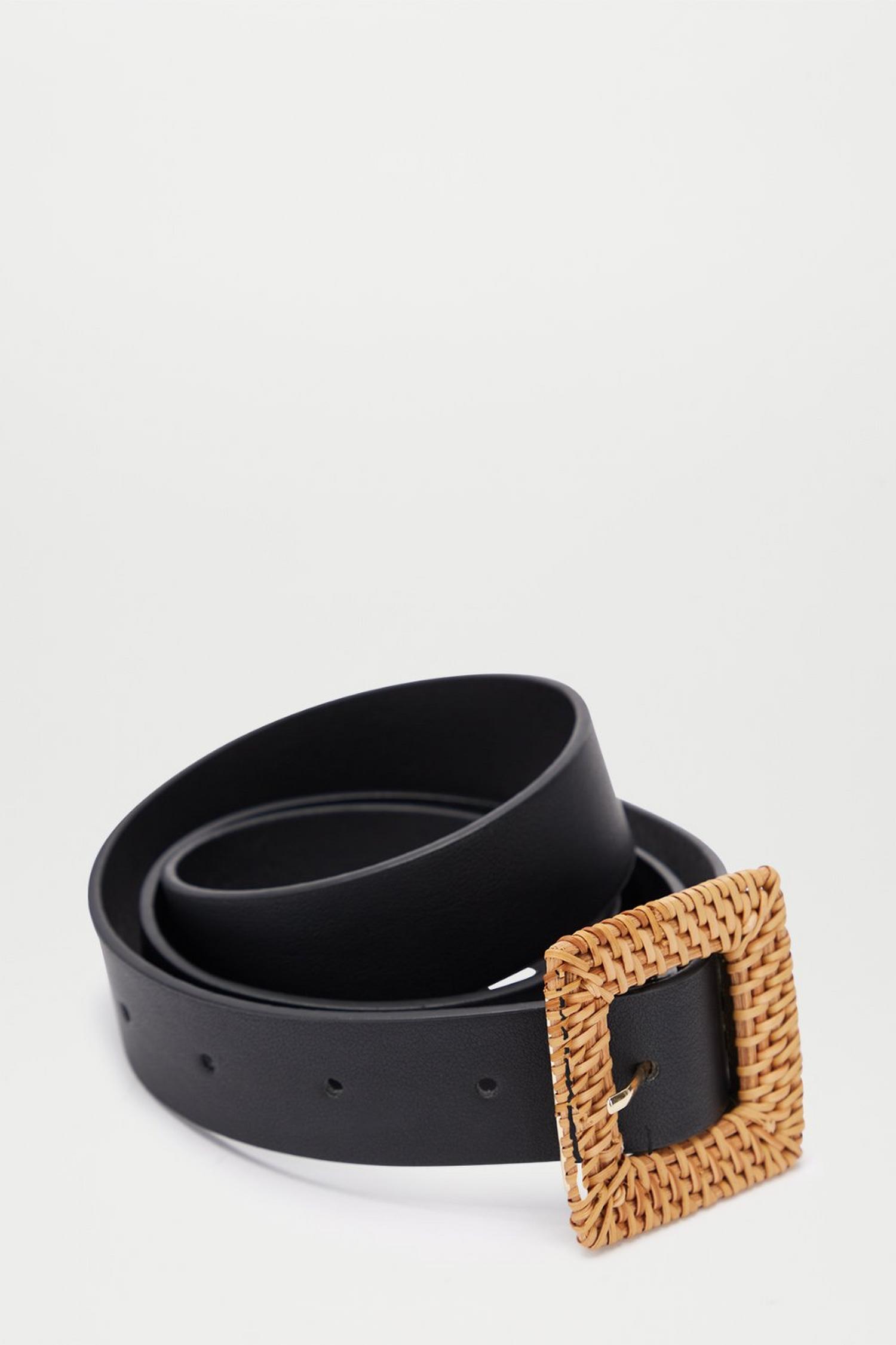 Black Raffia Buckle Belt | Dorothy Perkins UK